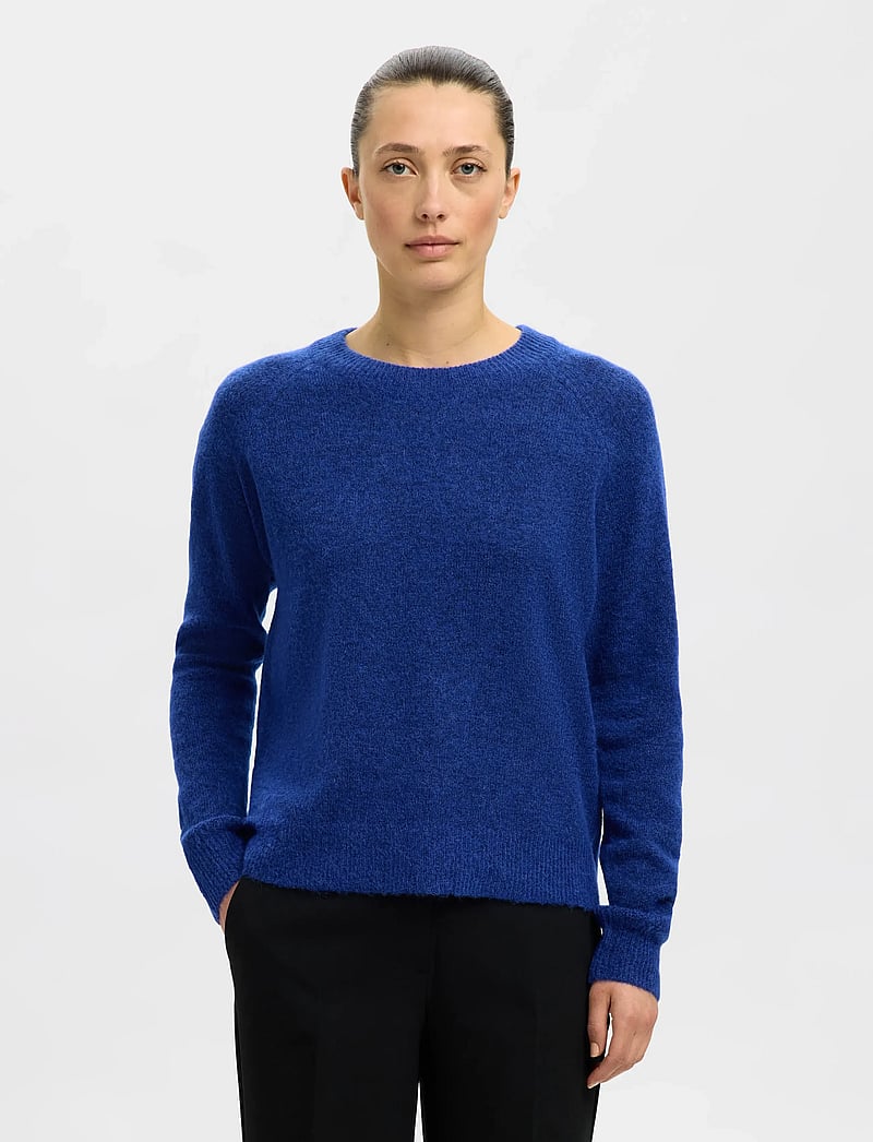Selected - SLFLULU LS KNIT O-NECK NOOS - stickade tröjor - dazzling blue - 5