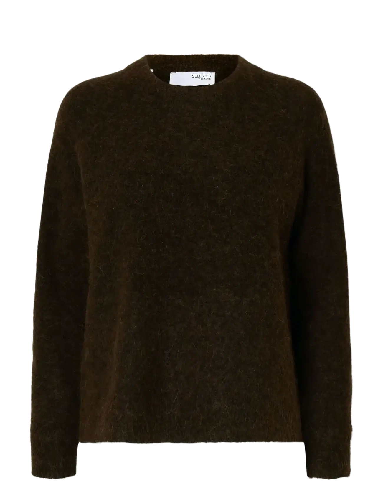 Selected SLWLULU LS KNIT O-NECK NOOS - Pullover - DELICIOSO / brown