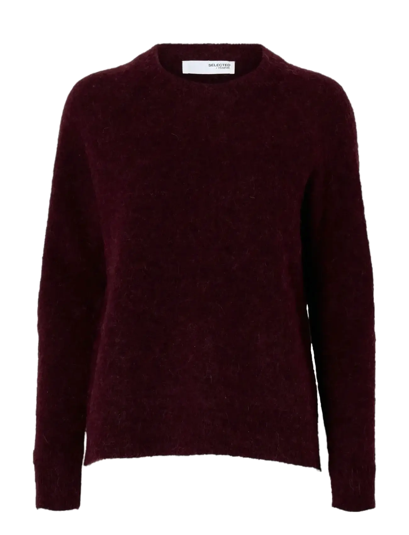 Selected SLWLULU LS KNIT O-NECK NOOS - Pullover - FIG / burgundy