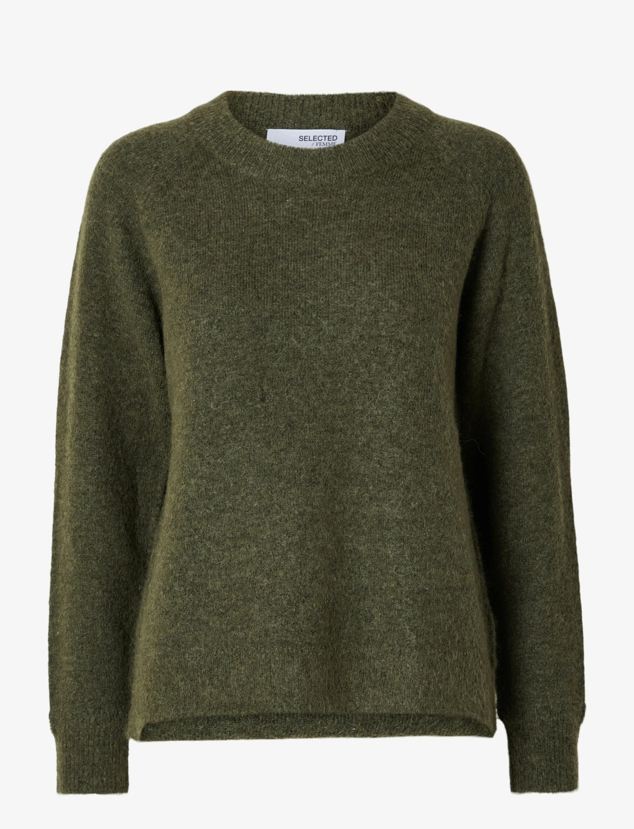 SELECTED Slflulu Ls Knit O-Neck B Noos Khaki - L - Damen