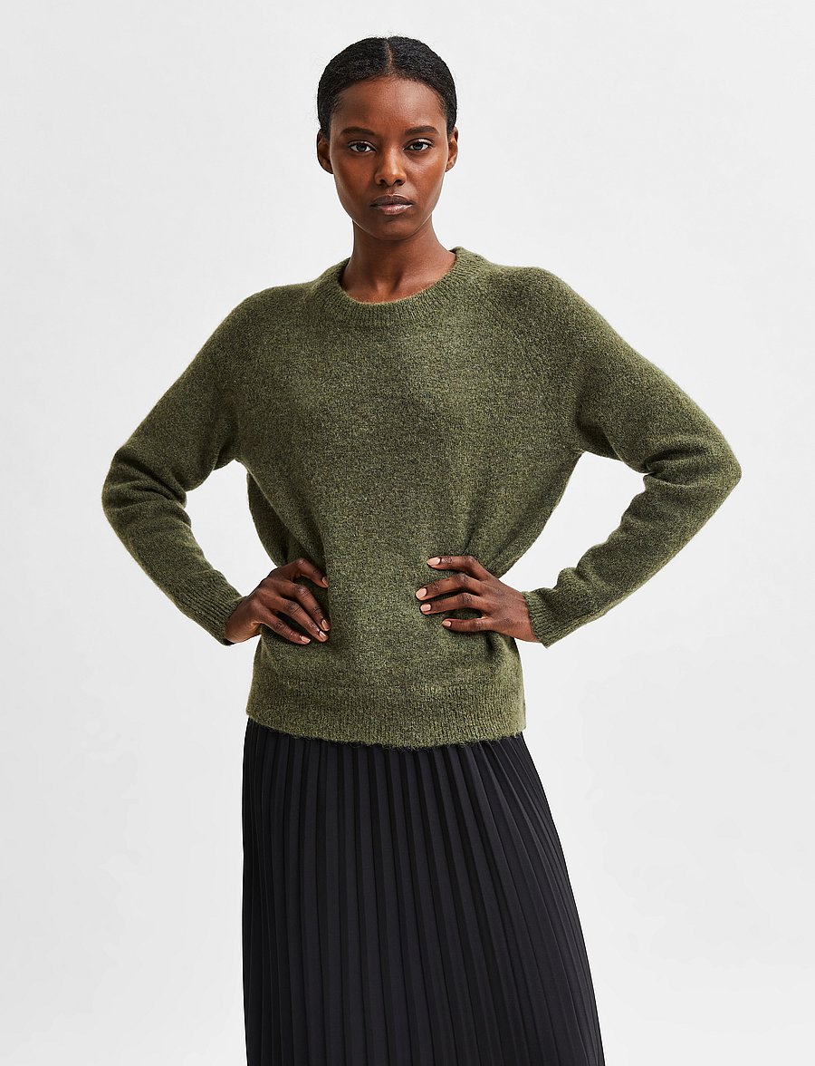 Selected - SLWLULU LS KNIT O-NECK NOOS - pullover - kalamata - 0