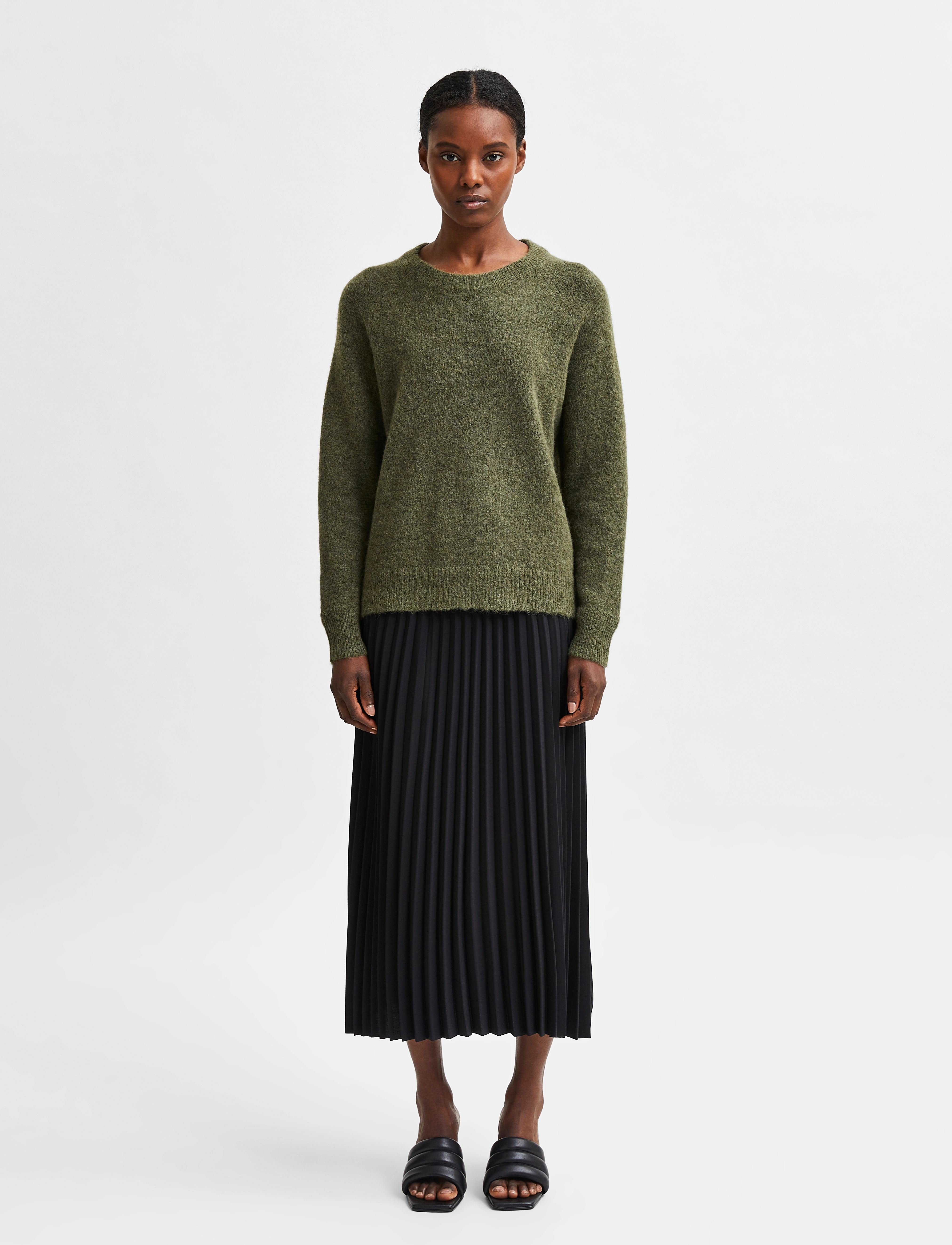 Selected - SLFLULU LS KNIT O-NECK NOOS - pulls - kalamata - 4