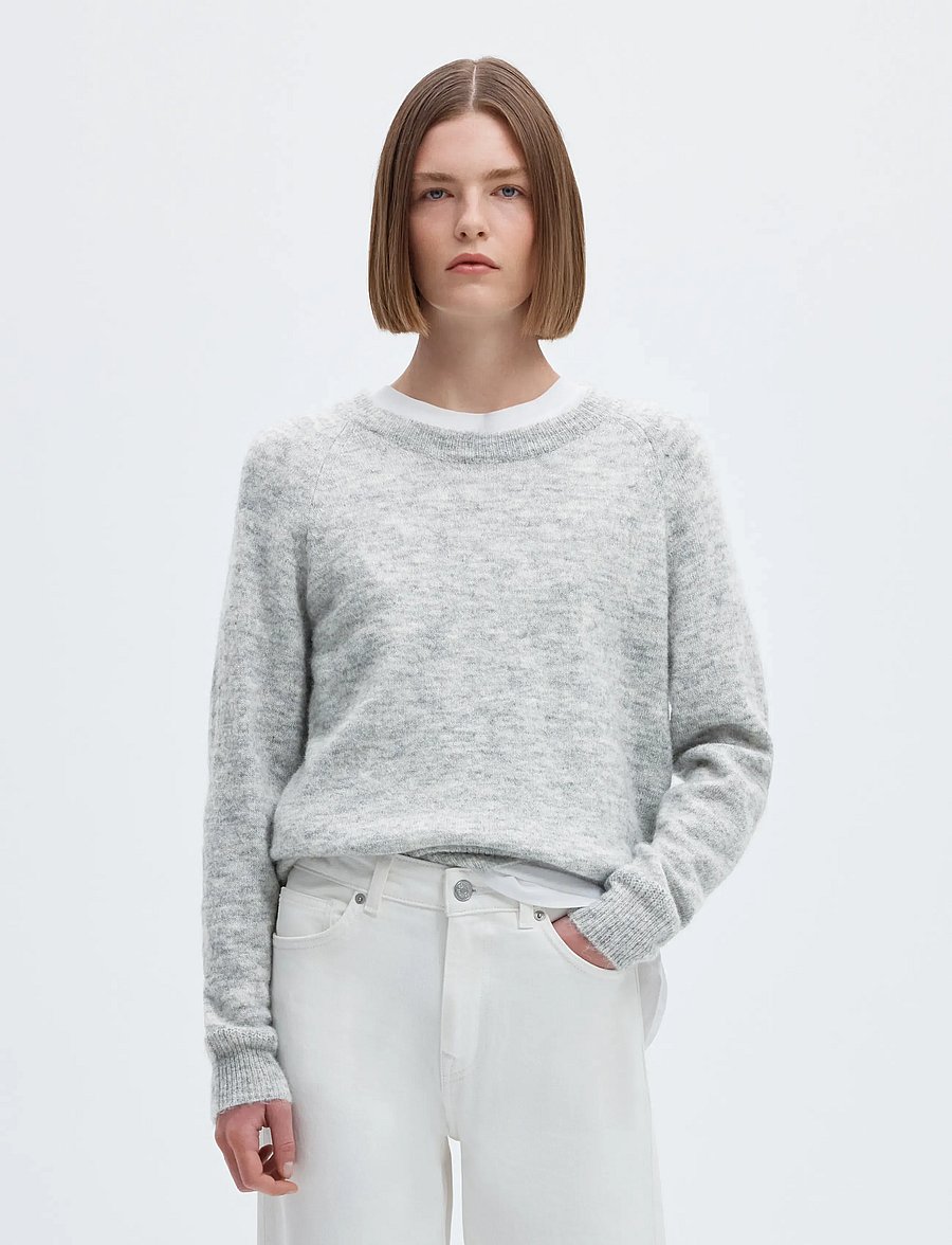Selected - SLFLULU LS KNIT O-NECK NOOS - stickade tröjor - light grey melange - 0