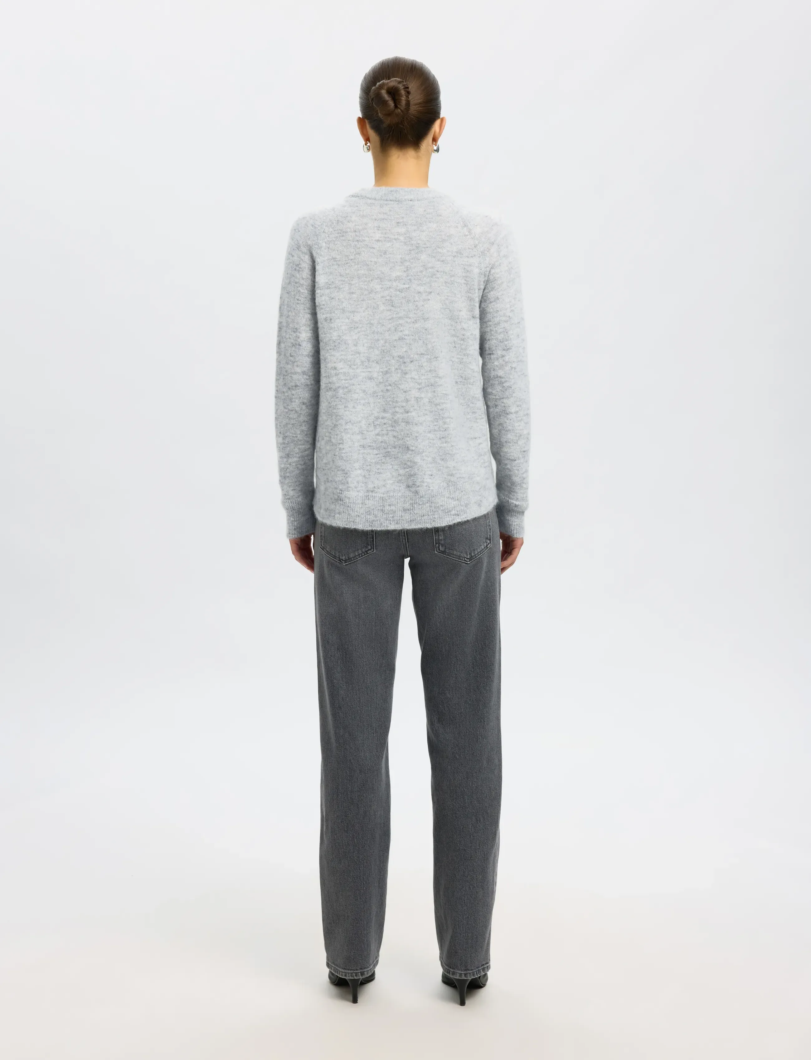 Selected - SLWLULU LS KNIT O-NECK NOOS - pullover - light grey melange - 2