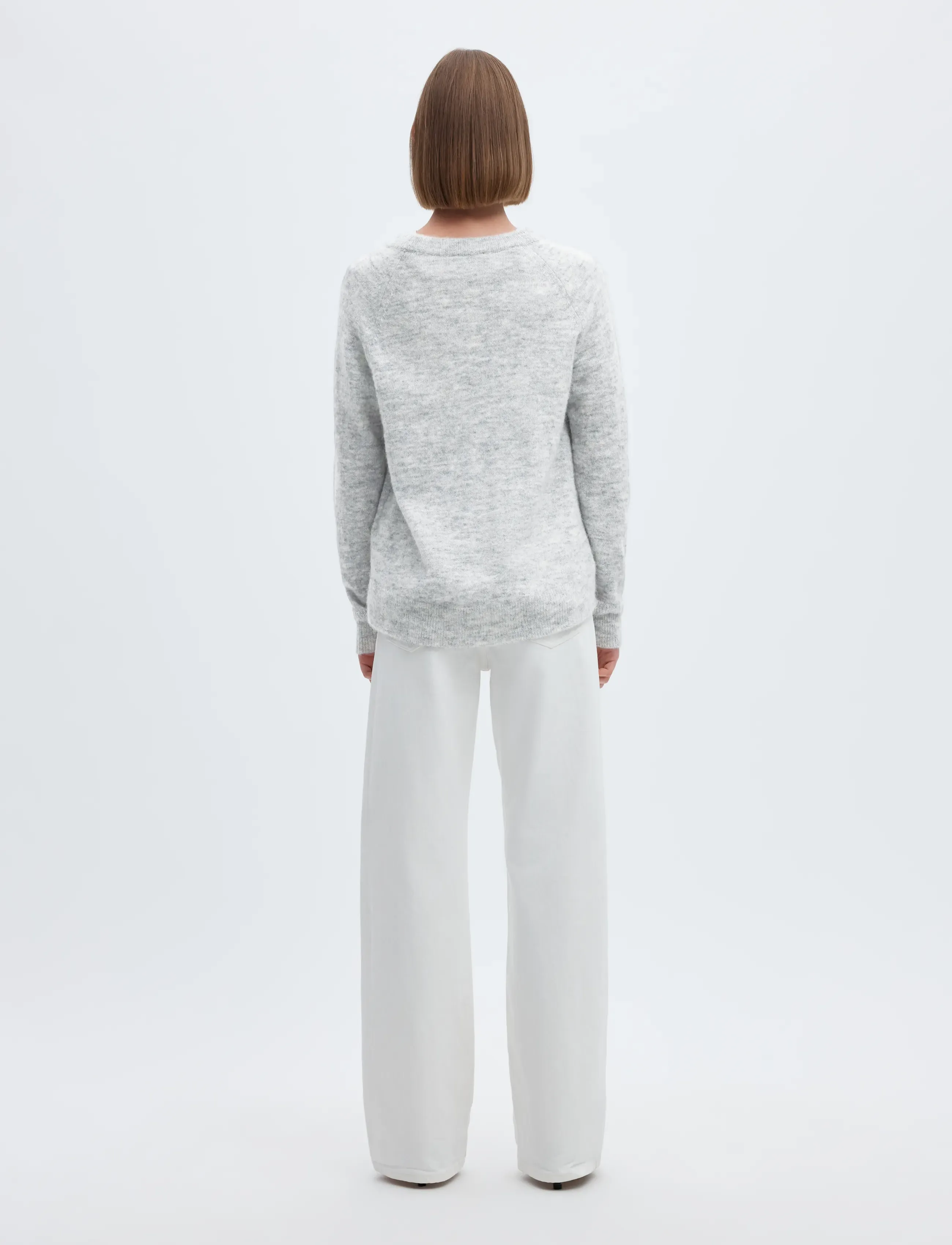 Selected - SLFLULU LS KNIT O-NECK NOOS - stickade tröjor - light grey melange - 2