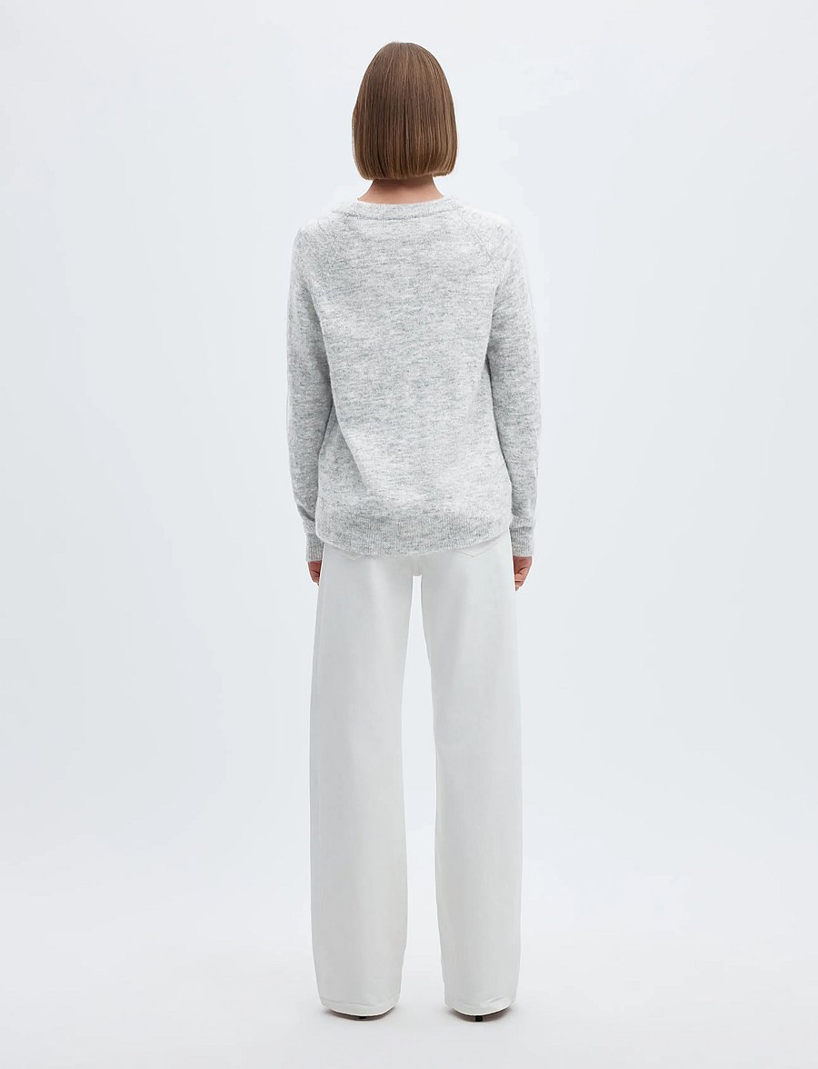 Selected - SLFLULU LS KNIT O-NECK NOOS - stickade tröjor - light grey melange - 2