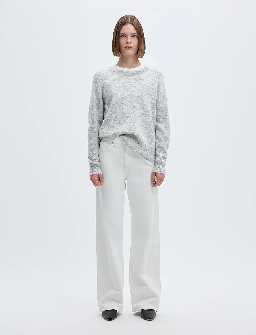 Selected - SLFLULU LS KNIT O-NECK NOOS - stickade tröjor - light grey melange - 3