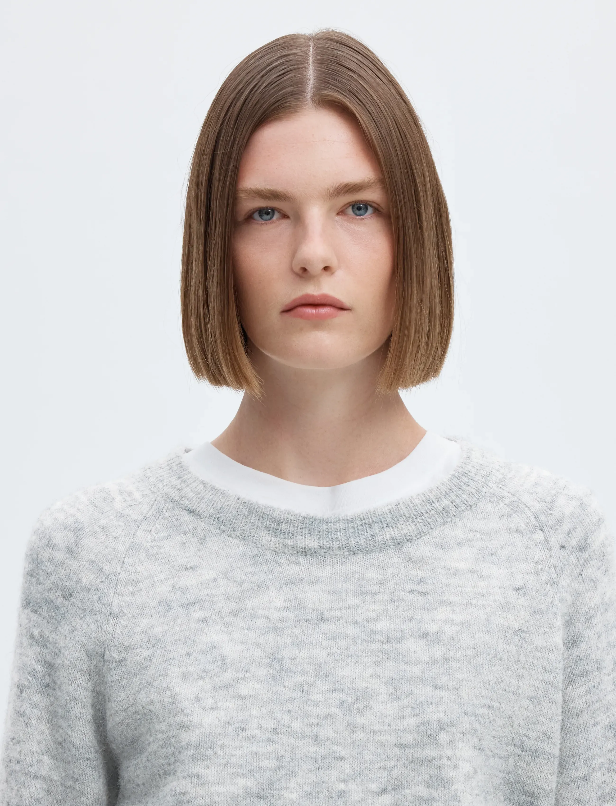 Selected - SLFLULU LS KNIT O-NECK NOOS - stickade tröjor - light grey melange - 4