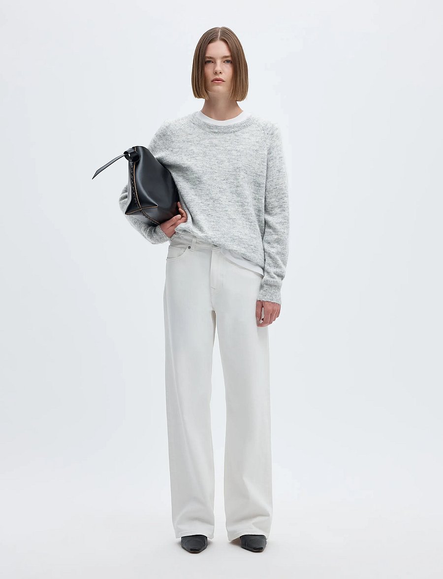 Selected - SLFLULU LS KNIT O-NECK NOOS - stickade tröjor - light grey melange - 5