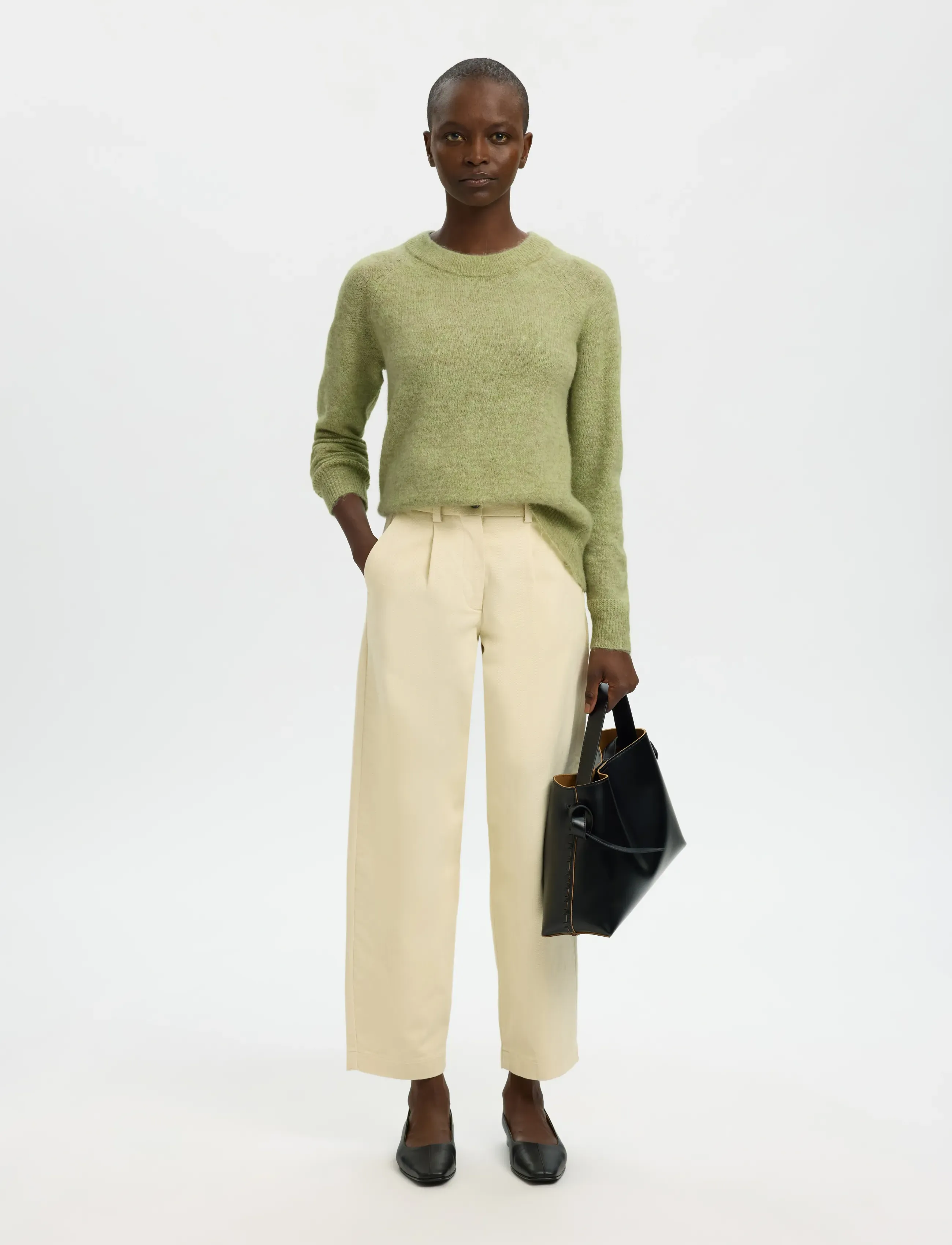 Selected - SLFLULU LS KNIT O-NECK NOOS - striktrøjer - lint - 4