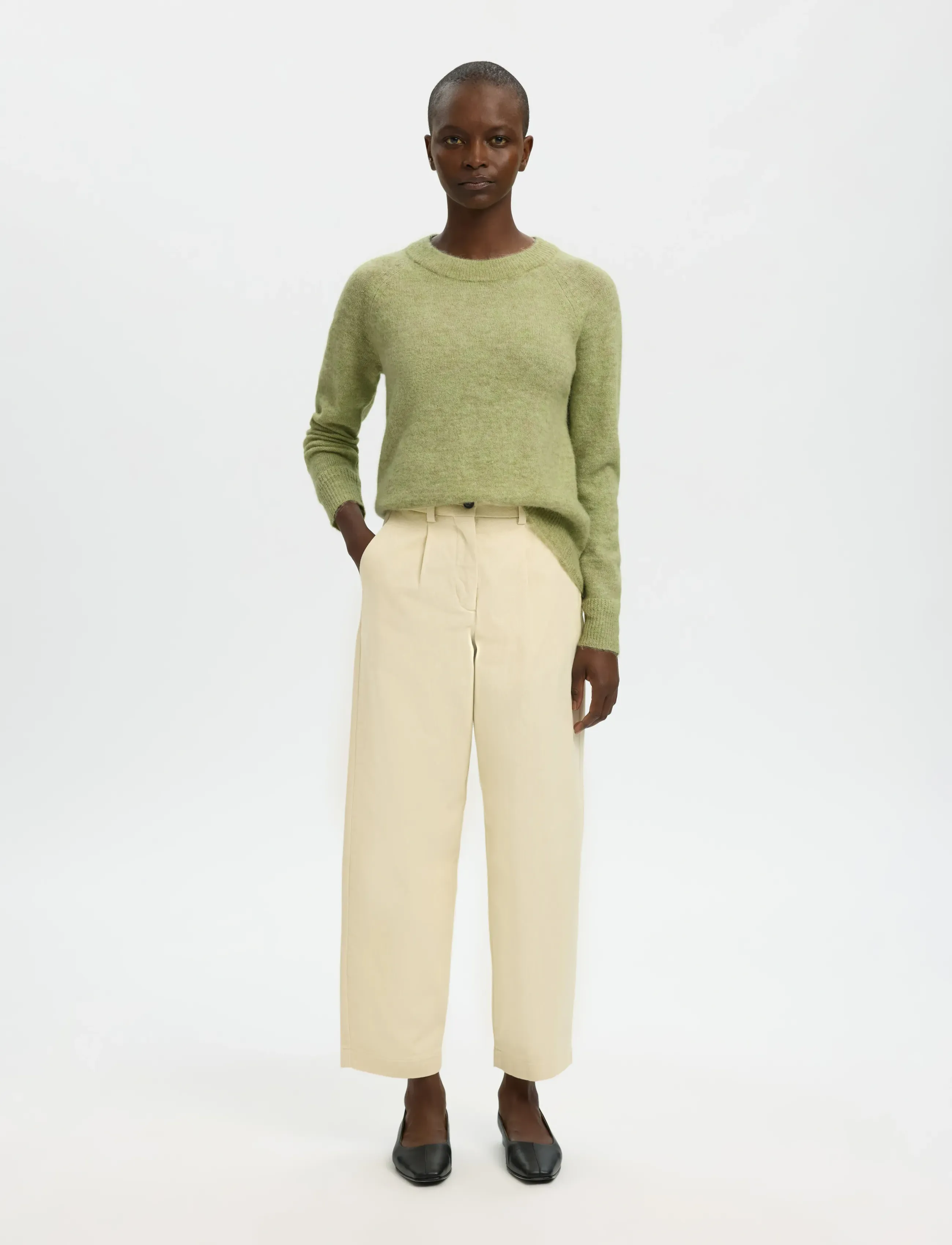 Selected - SLFLULU LS KNIT O-NECK NOOS - striktrøjer - lint - 5