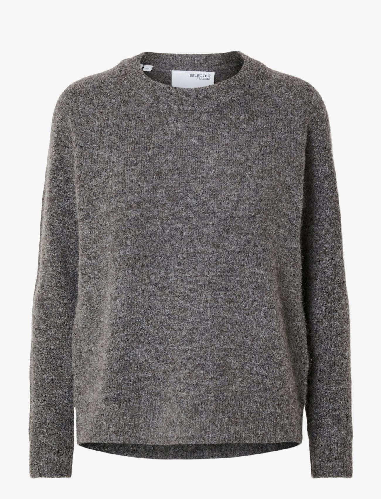 Selected SLWLULU LS KNIT O-NECK NOOS - Pullover - MEDIUM GREY MELANGE / grey