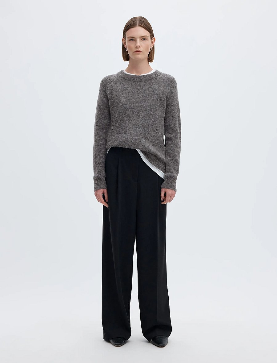 Selected - SLFLULU LS KNIT O-NECK NOOS - stickade tröjor - medium grey melange - 3