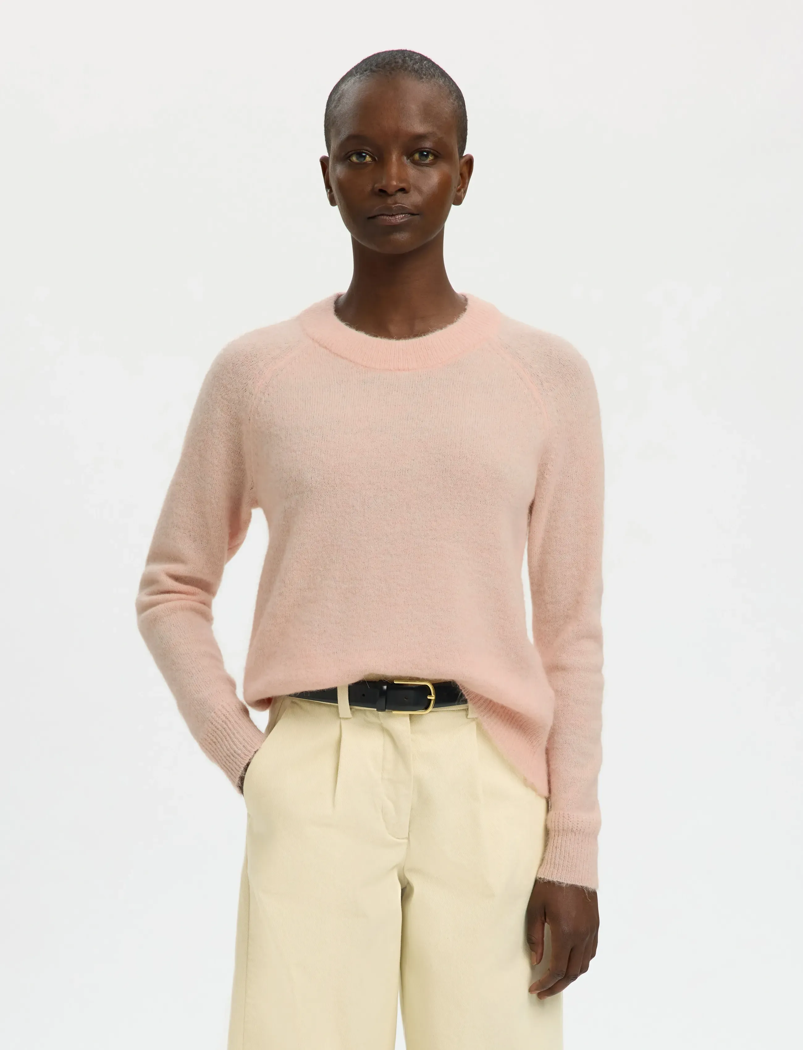 Selected - SLFLULU LS KNIT O-NECK NOOS - striktrøjer - pale dogwood - 4