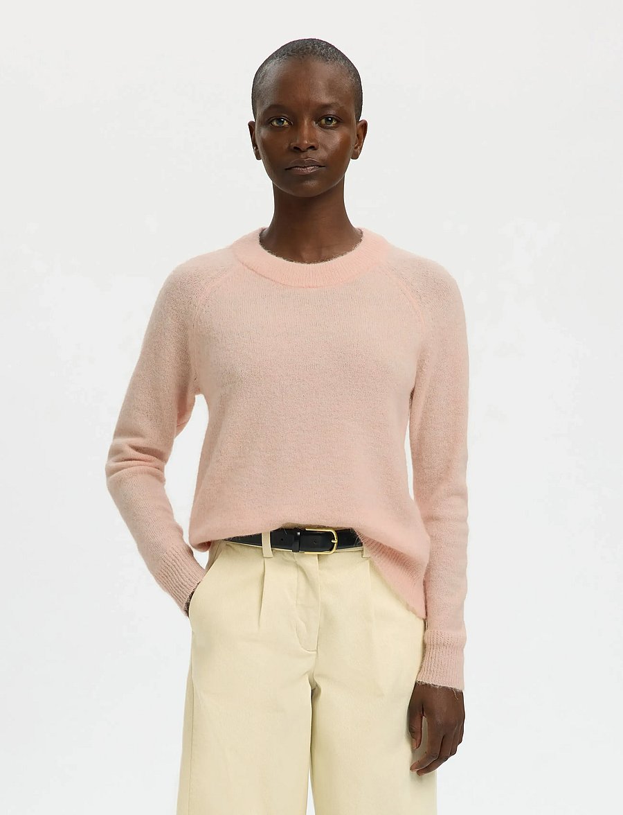 Selected - SLWLULU LS KNIT O-NECK NOOS - pullover - pale dogwood - 4