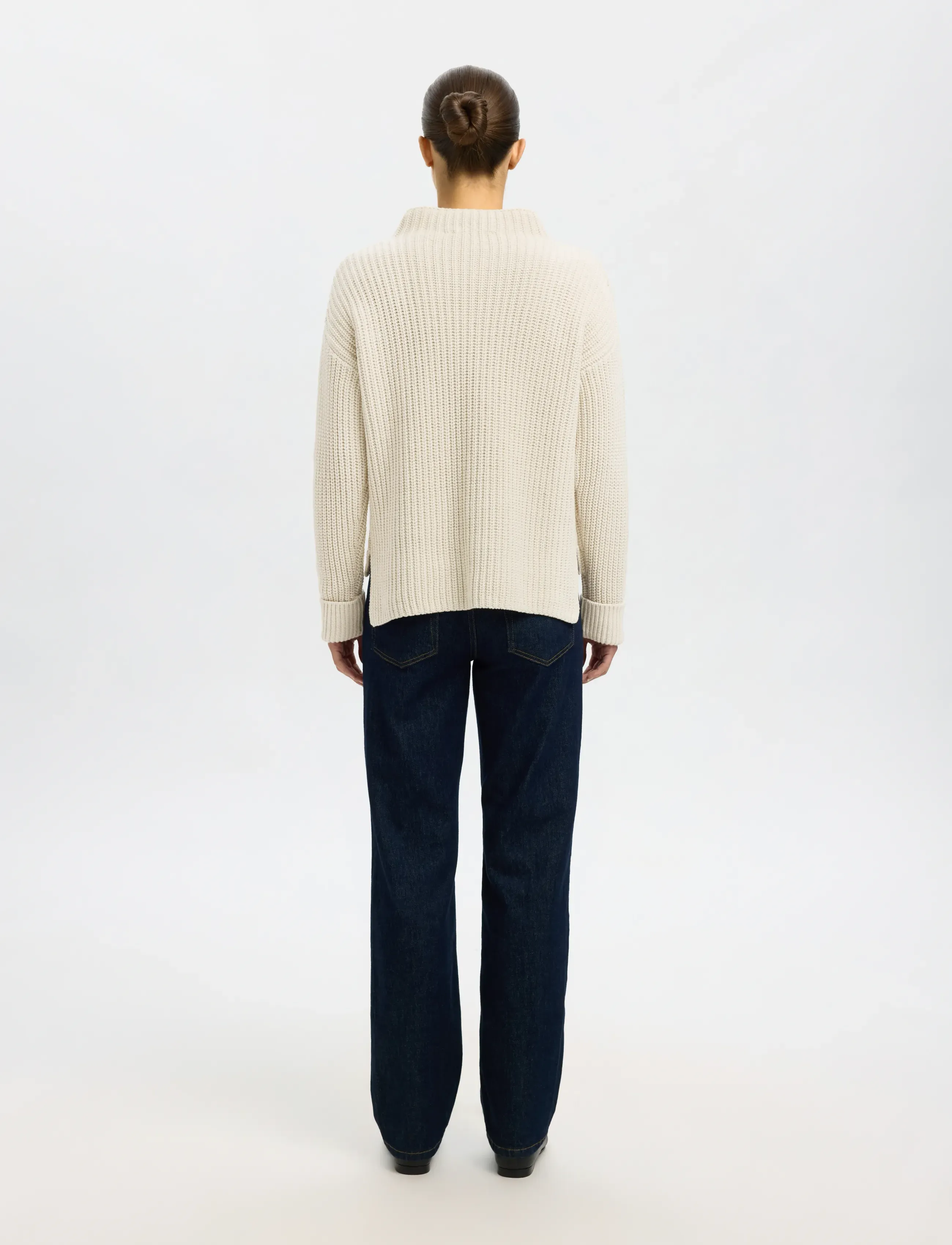 Selected - SLFSELMA LS KNIT T-NECK - gebreide truien - birch - 2