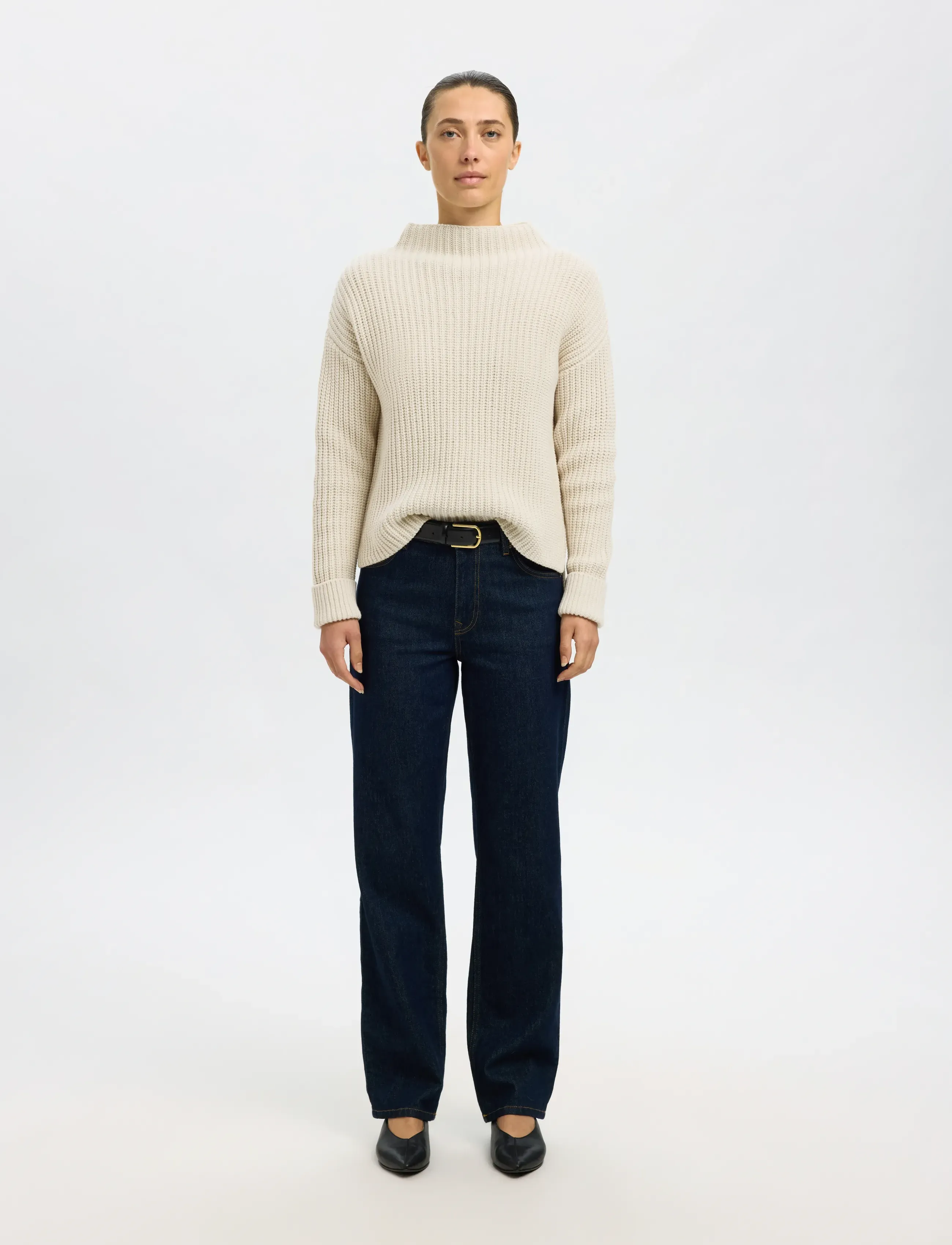 Selected - SLFSELMA LS KNIT T-NECK - gebreide truien - birch - 4