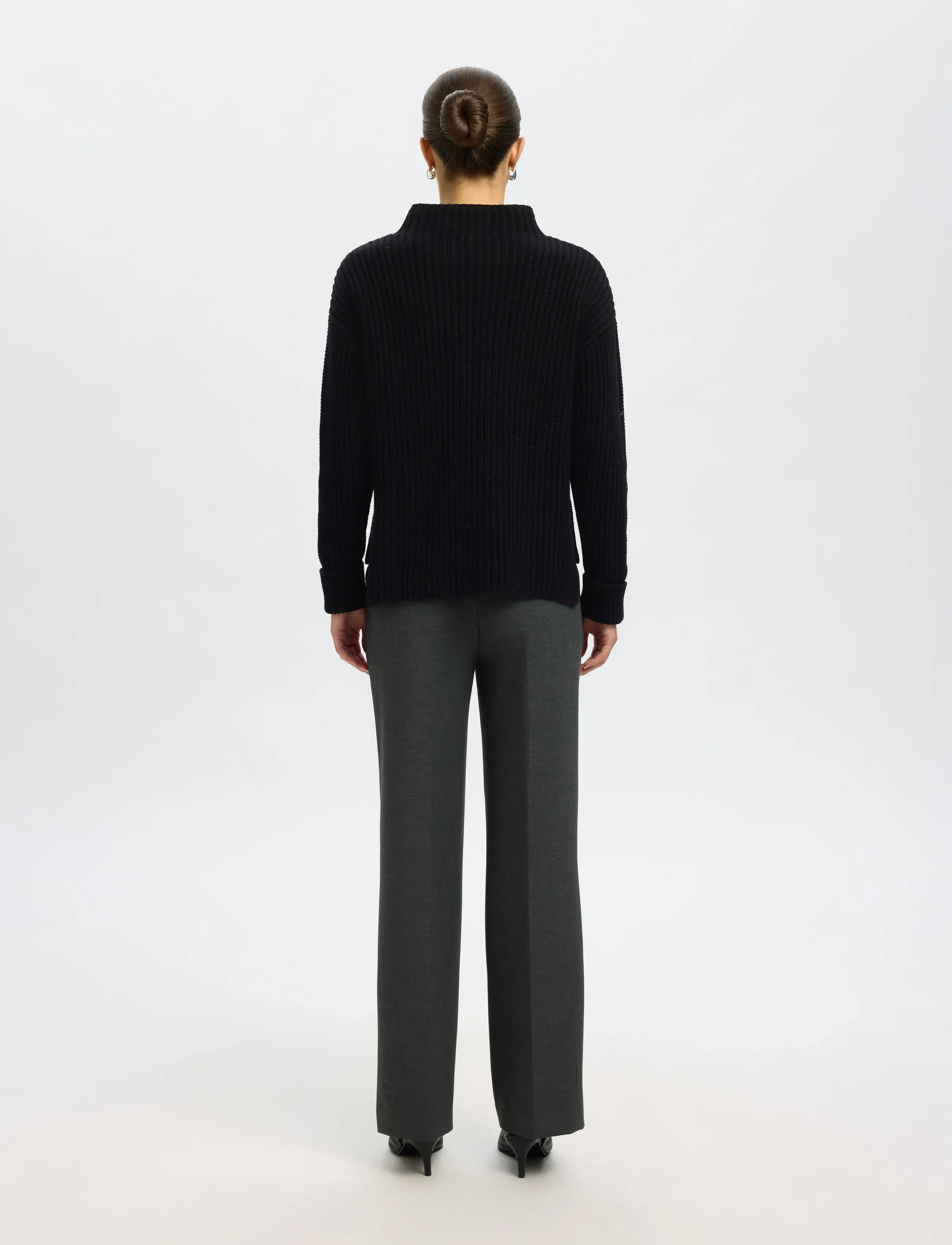 Selected - SLFSELMA LS KNIT T-NECK - jumpers - black - 3