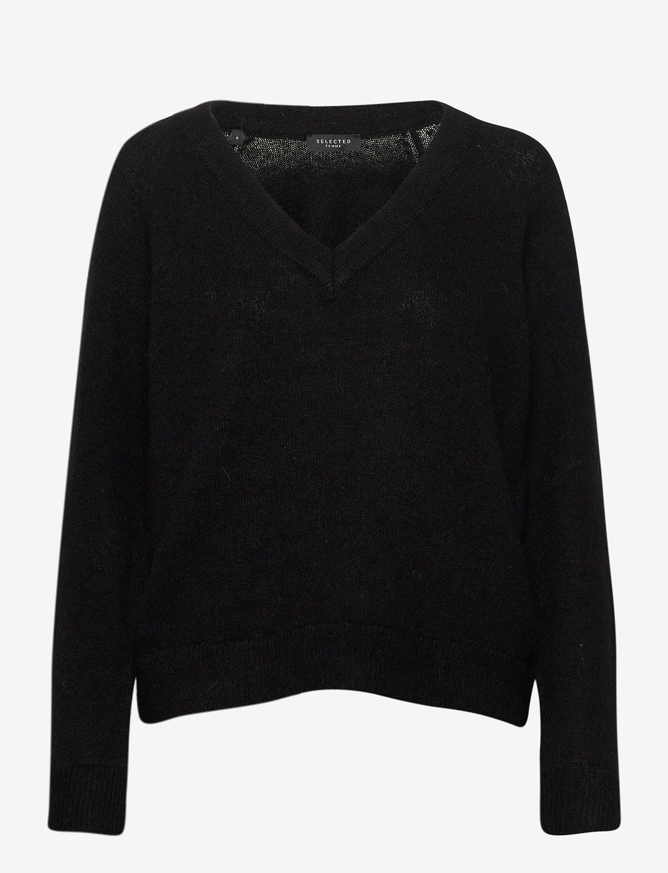 Selected - SLFLULU LS KNIT V-NECK - black - 0