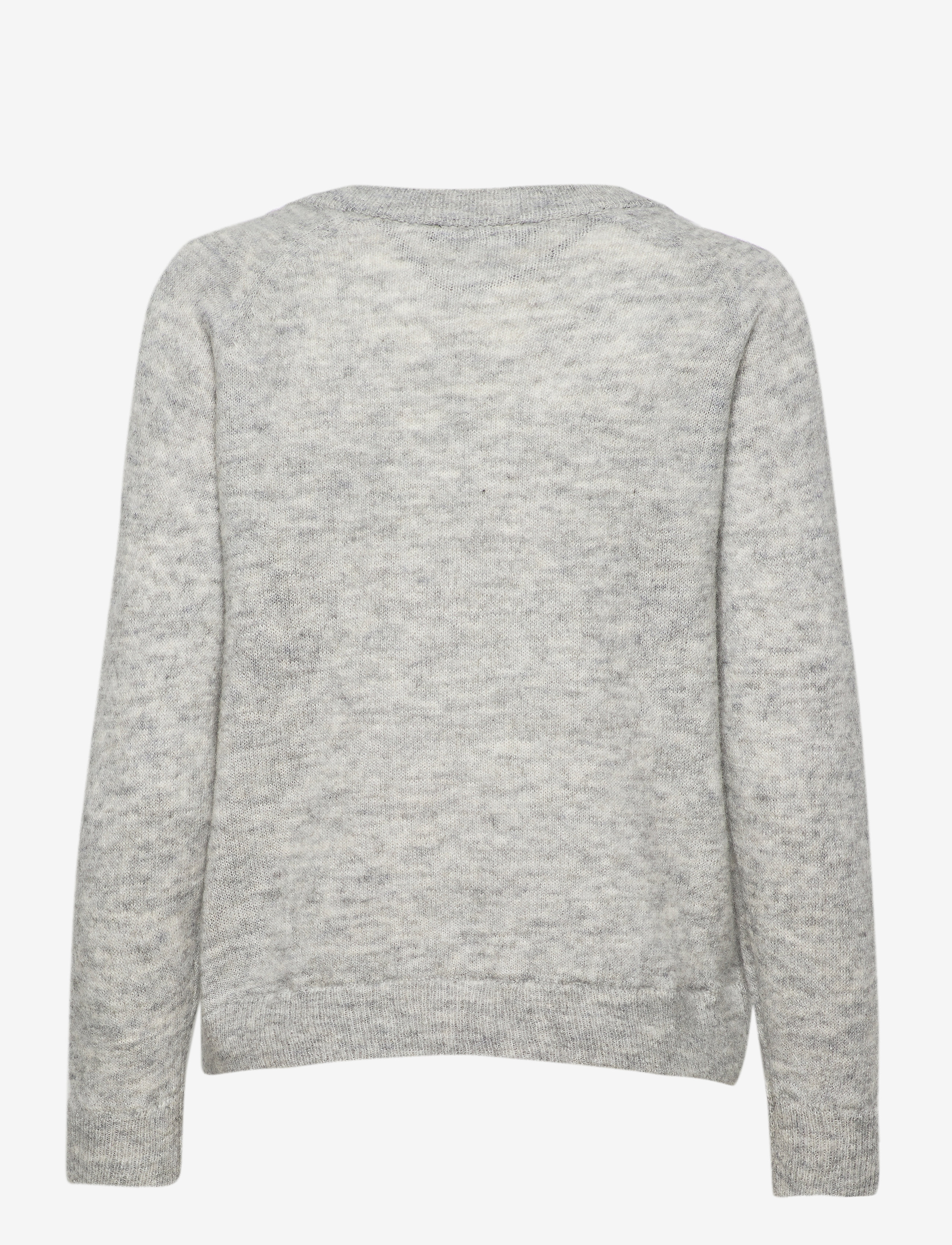 Selected - SLFLULU LS KNIT V-NECK - light grey melange - 1