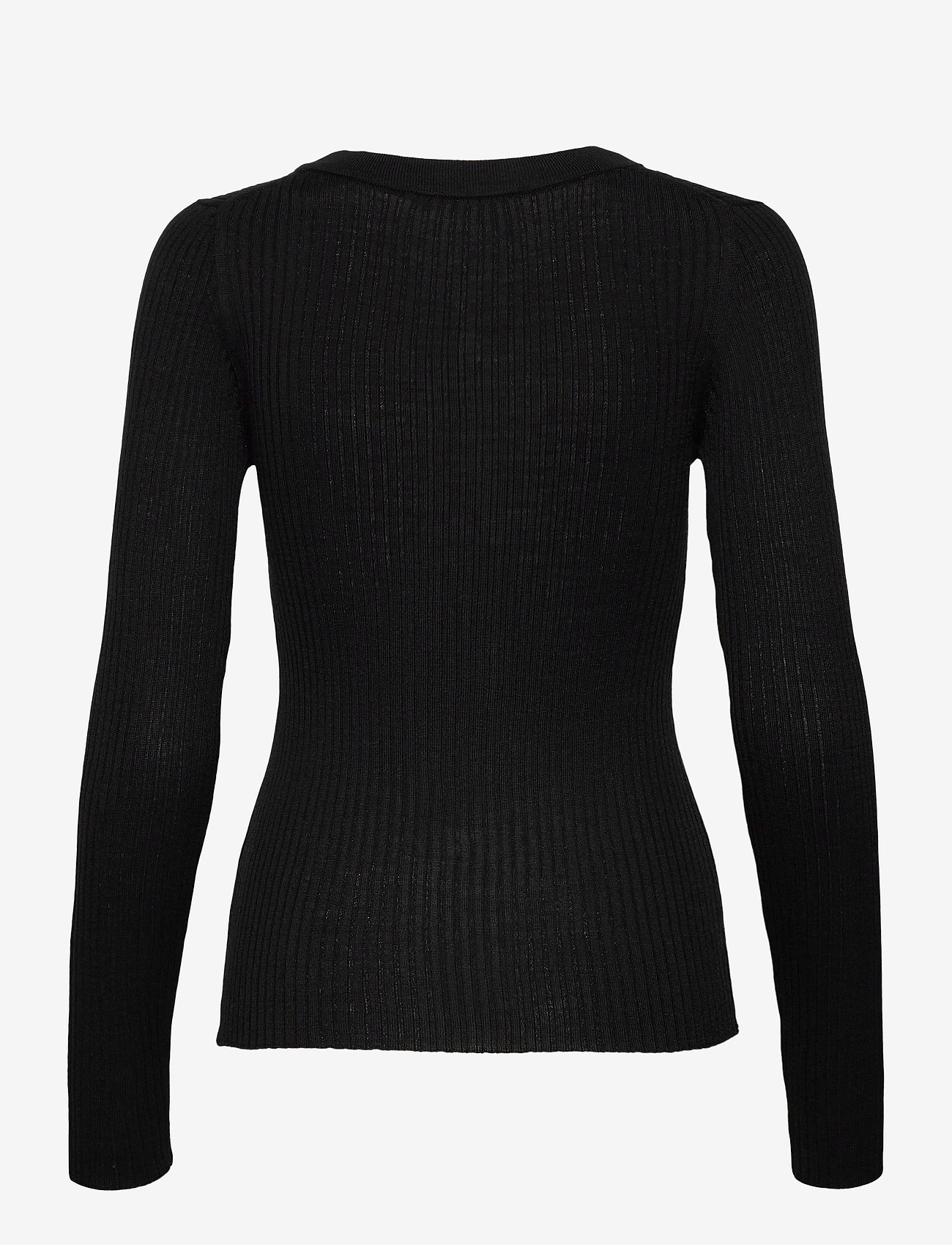 Selected Femme - SLFCOSTA NEW LS KNIT DEEP U-NECK - swetry - black - 1