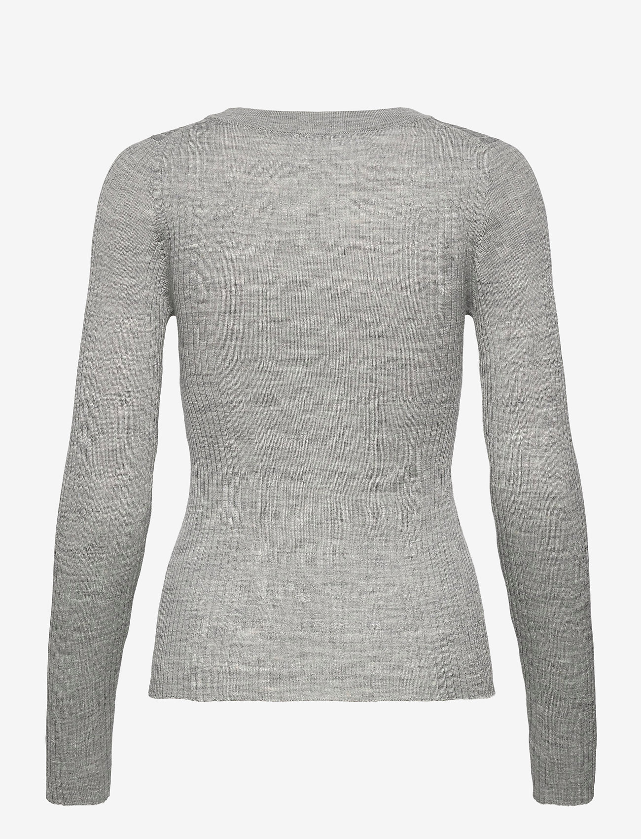 Selected Femme - SLFCOSTA NEW LS KNIT DEEP U-NECK - swetry - light grey melange - 1