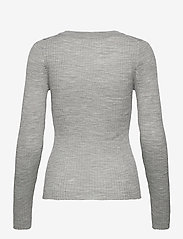 Selected Femme - SLFCOSTA NEW LS KNIT DEEP U-NECK - džemperi - light grey melange - 1