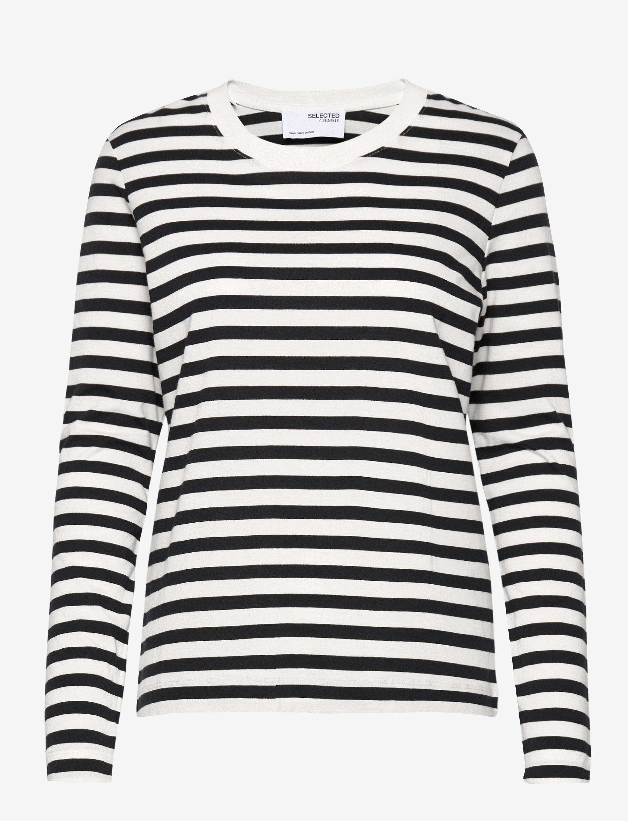 SELECTED Slfstandard Ls Tee Str Noos Schwarz - M - Damen
