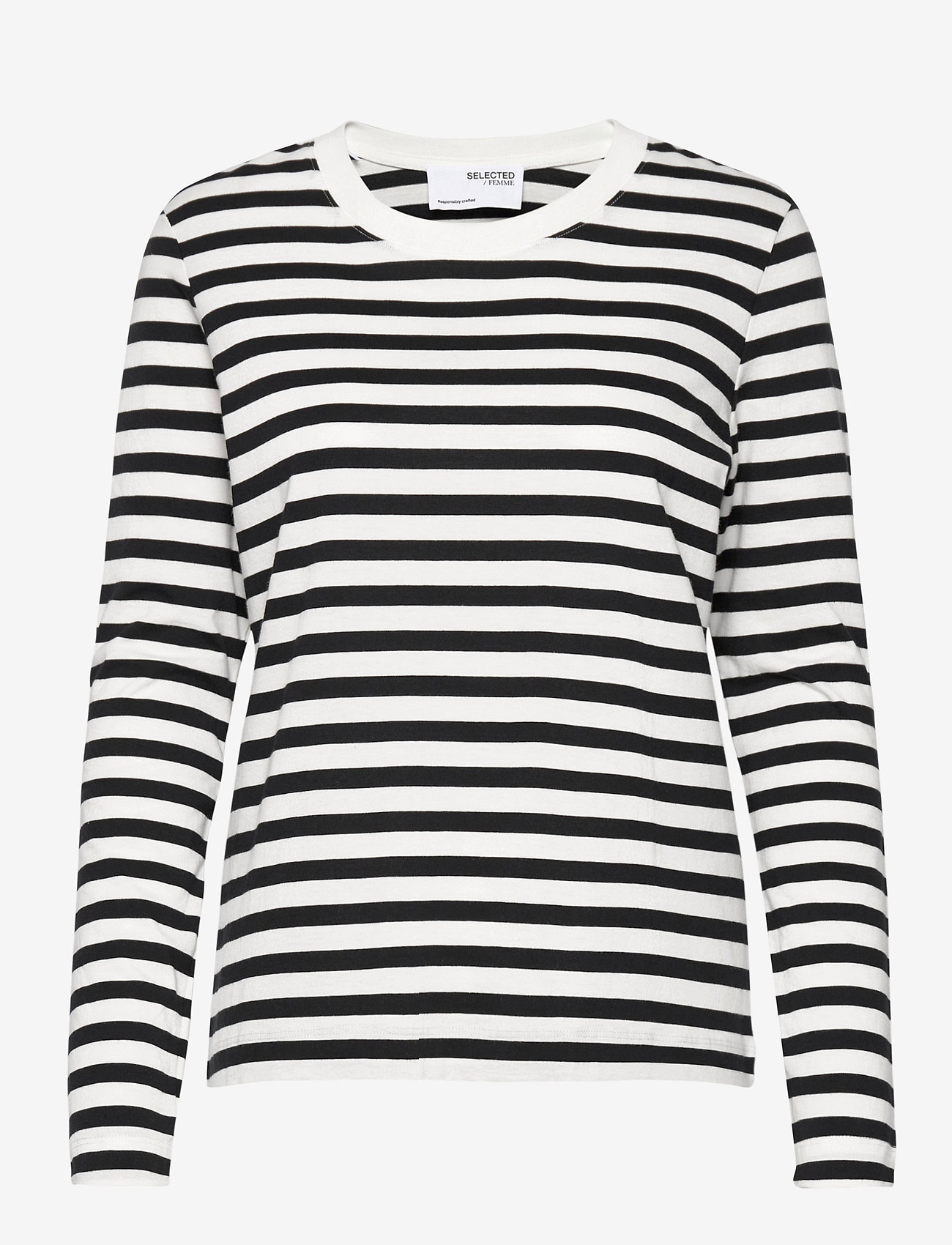 Selected - SLFSTANDARD LS TEE STR NOOS - autumn clothing - black - 0