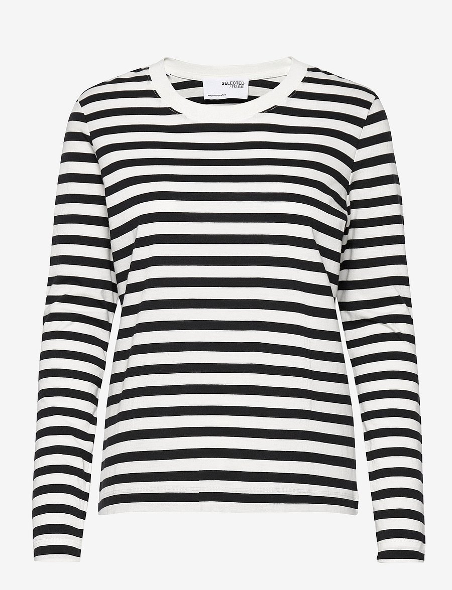 Selected - SLFSTANDARD LS TEE STR NOOS - pikkade varrukatega topid - black - 1