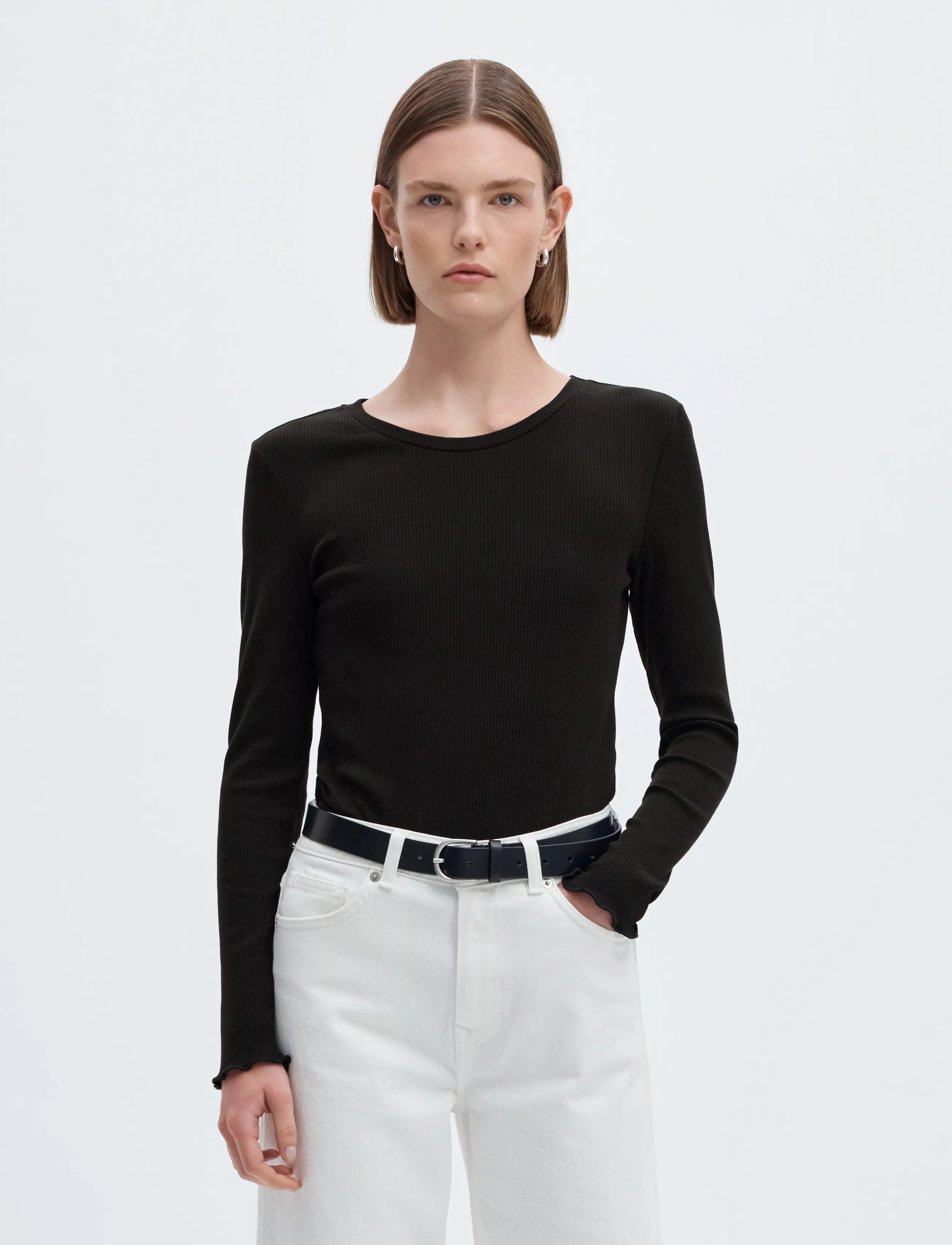 Selected SLWANNA LS CREW NECK TEE S NOOS - Langærmede toppe - BLACK / black