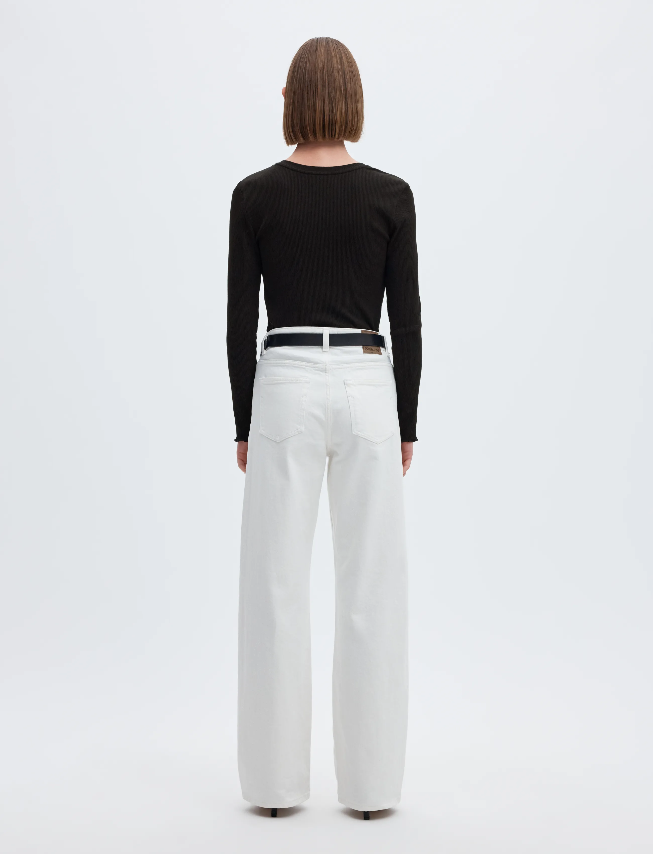 Selected - SLWANNA LS CREW NECK TEE S NOOS - pikkade varrukatega topid - black - 3