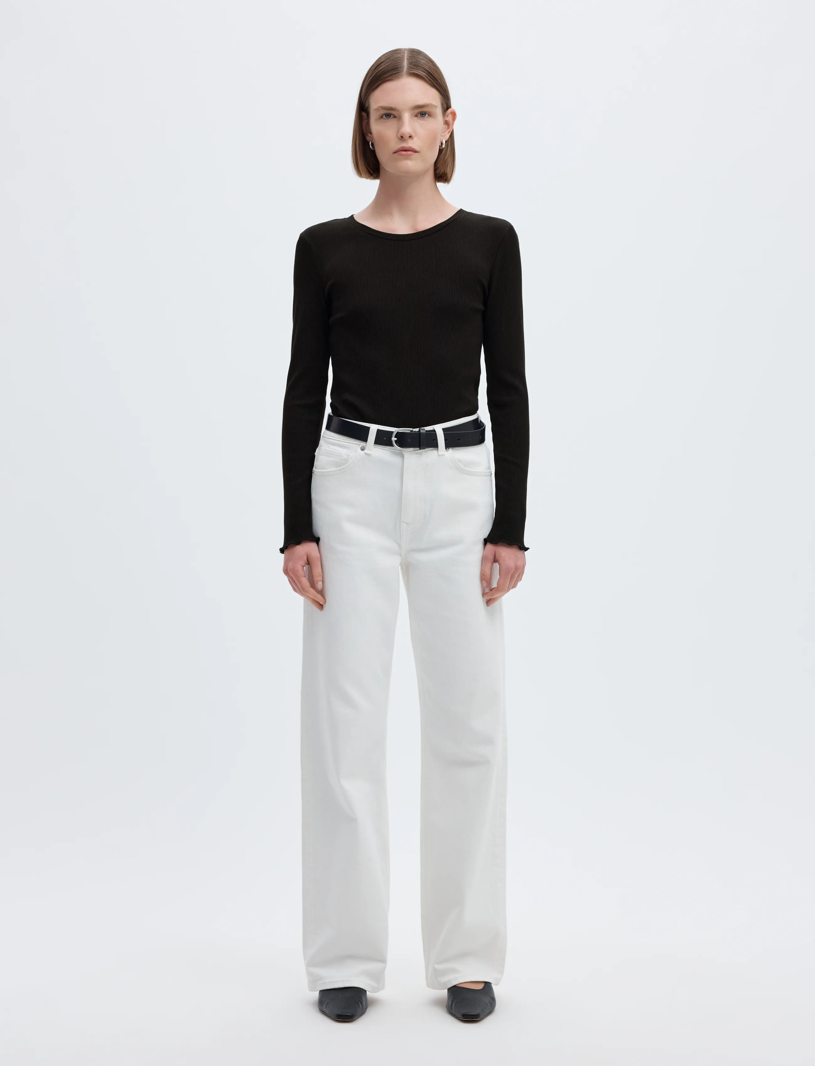 Selected - SLWANNA LS CREW NECK TEE S NOOS - pikkade varrukatega topid - black - 4