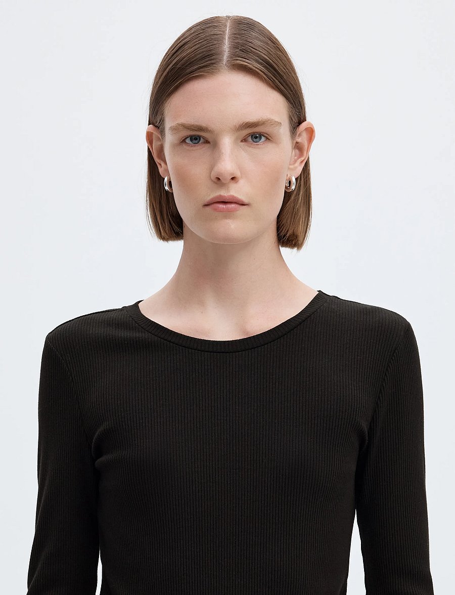 Selected - SLWANNA LS CREW NECK TEE S NOOS - langärmlige tops - black - 5