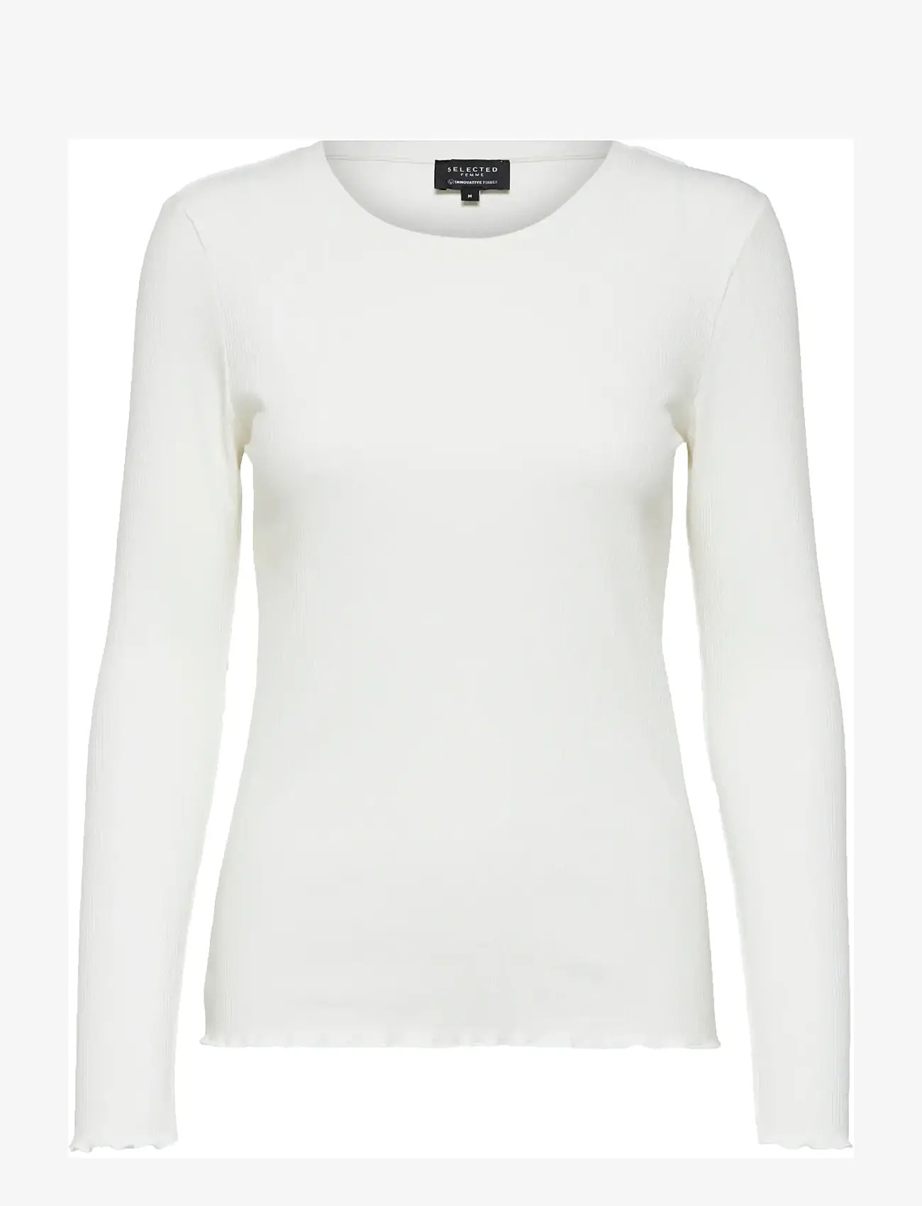 Selected - SLFANNA LS CREW NECK TEE S NOOS - långärmade toppar - snow white - 1