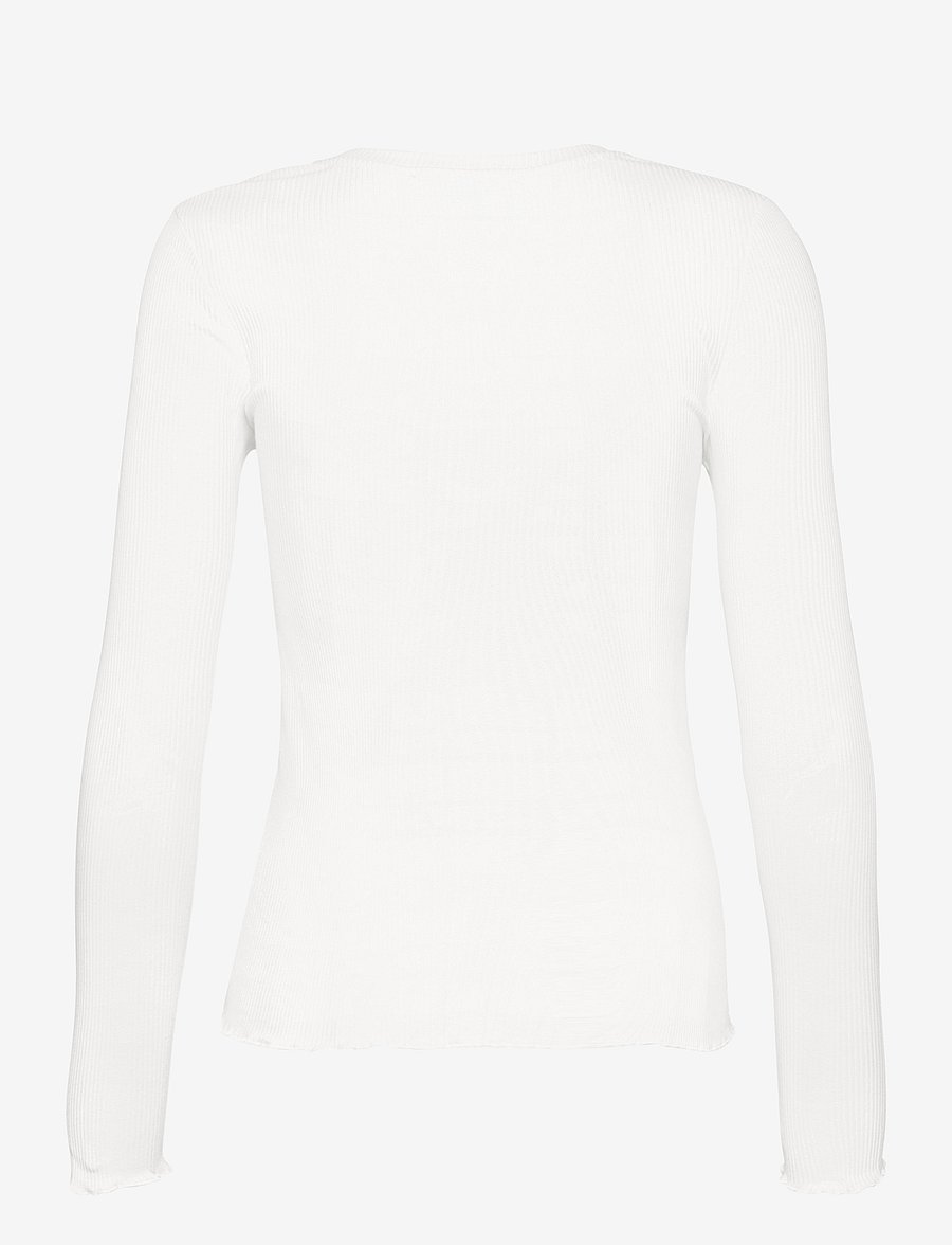 Selected - SLFANNA LS CREW NECK TEE S NOOS - langärmlige tops - snow white - 2