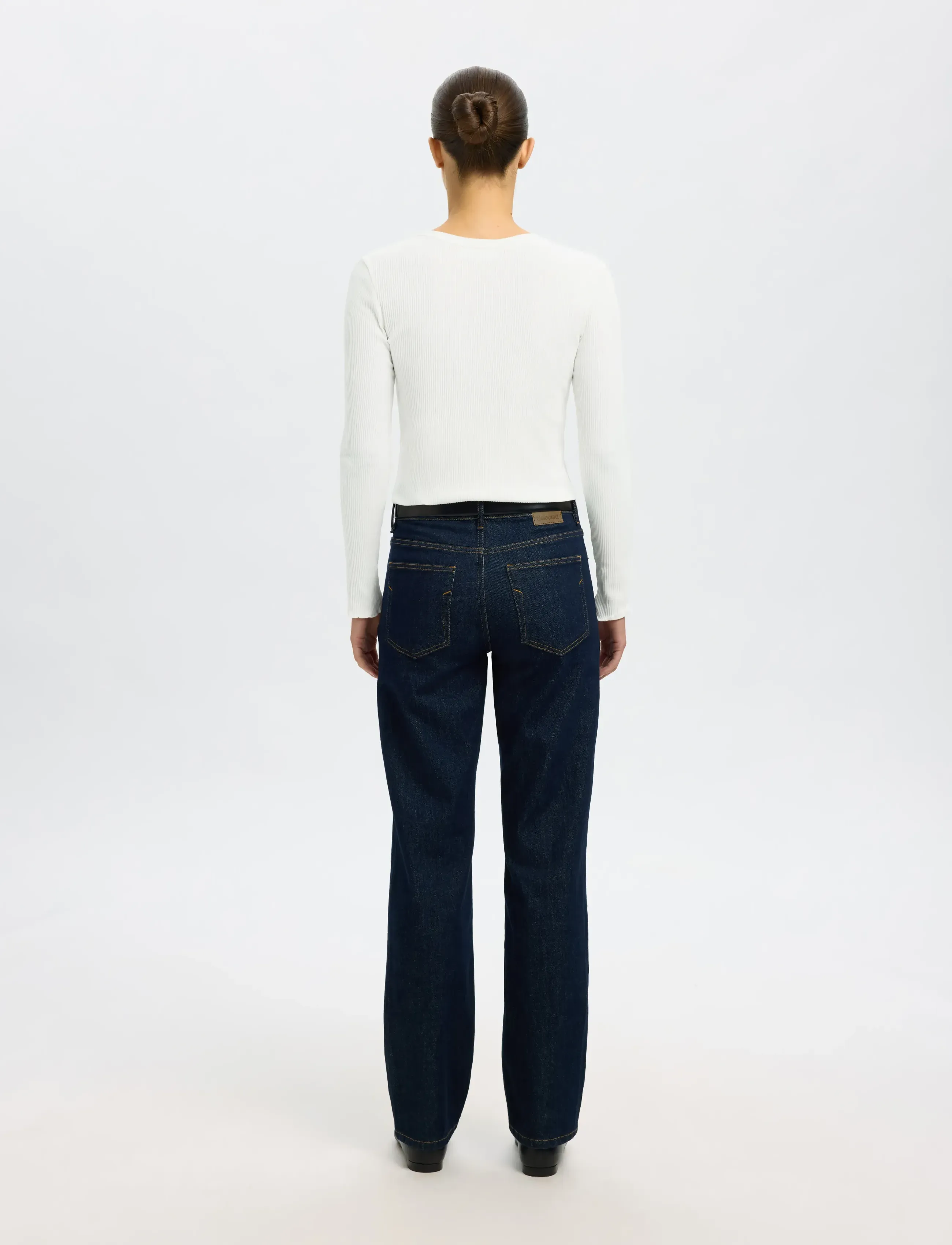 Selected - SLFANNA LS CREW NECK TEE S NOOS - langærmede toppe - snow white - 3