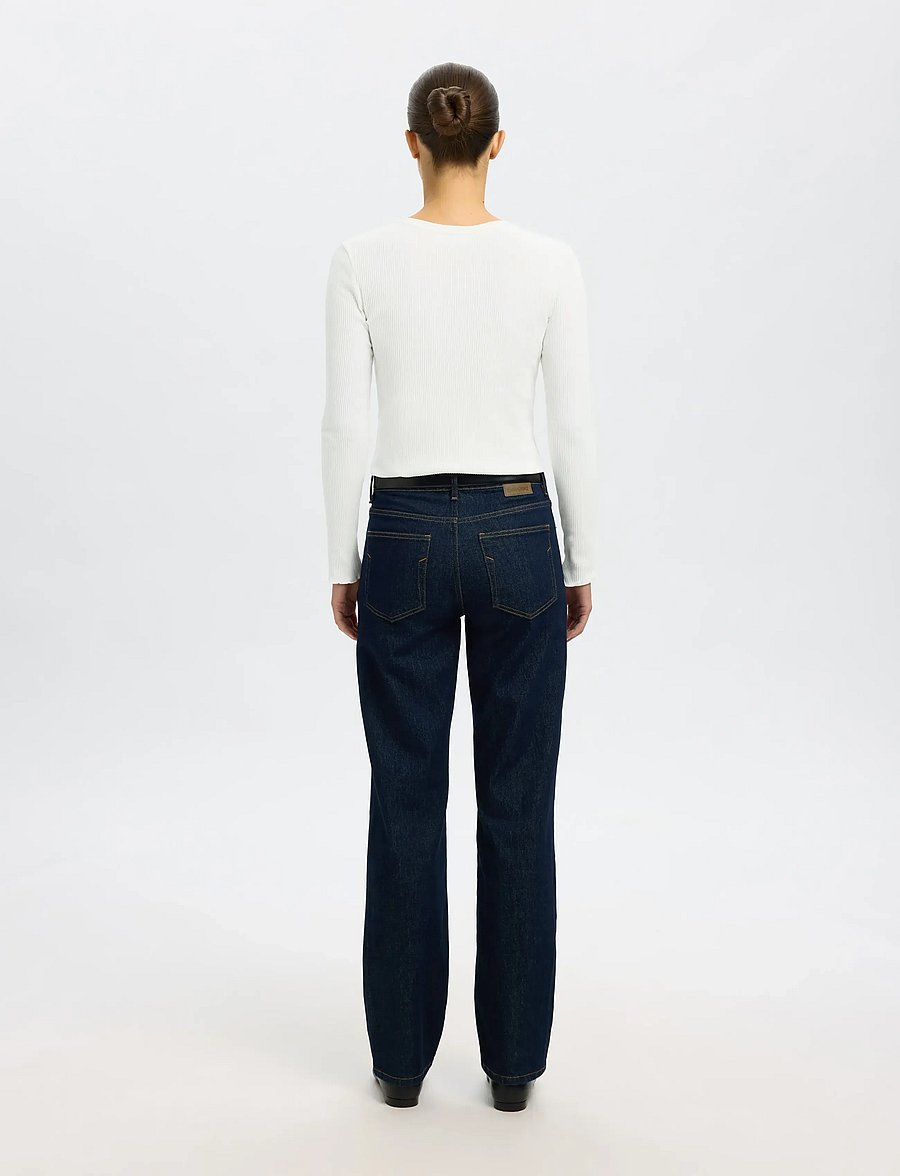 Selected - SLFANNA LS CREW NECK TEE S NOOS - langärmlige tops - snow white - 3