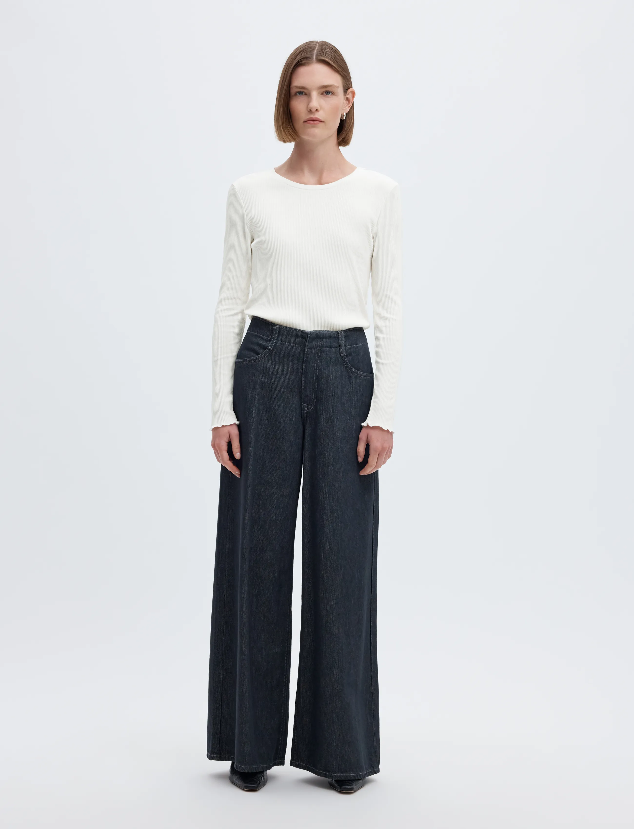Selected - SLWANNA LS CREW NECK TEE S NOOS - långärmade toppar - snow white - 4