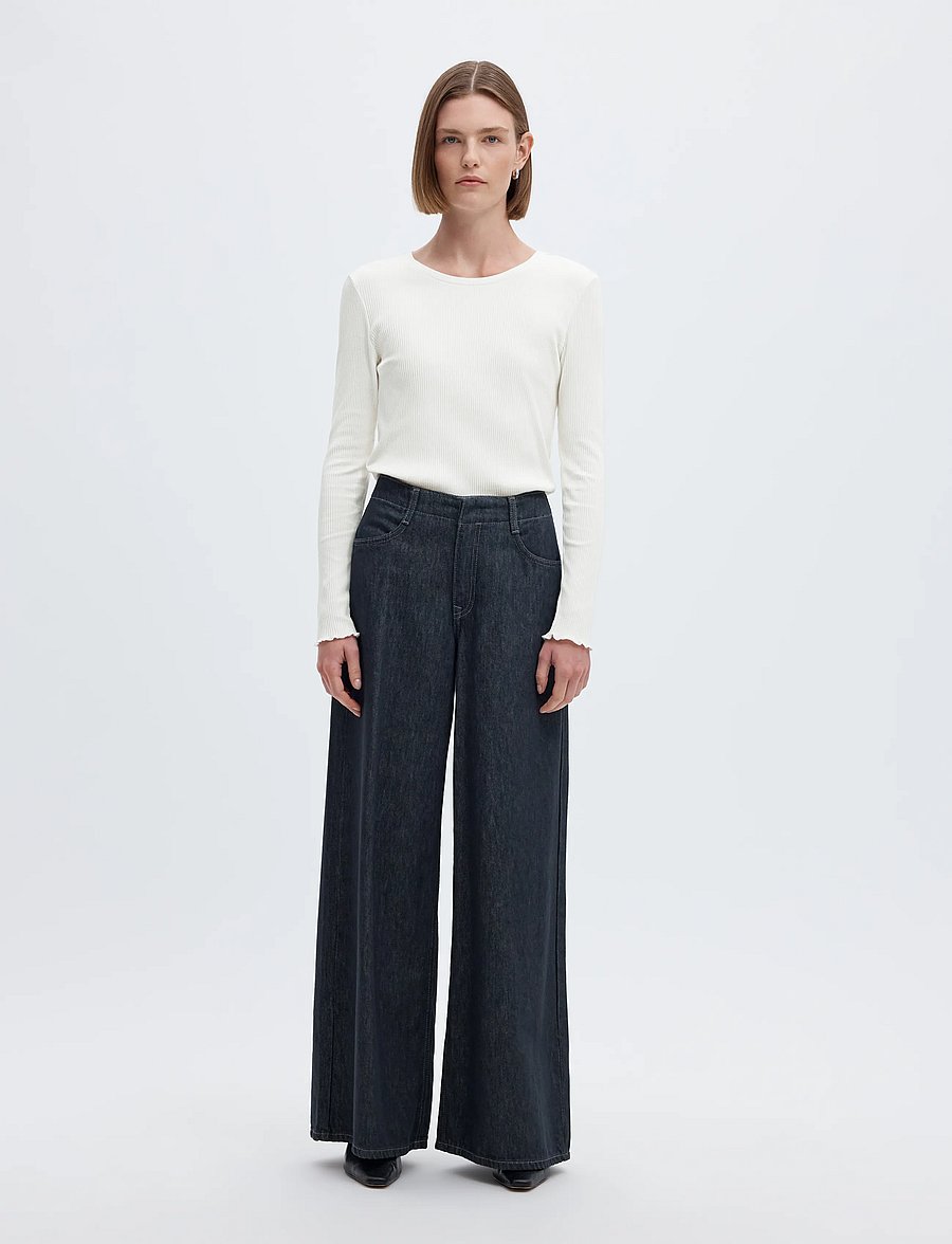 Selected - SLWANNA LS CREW NECK TEE S NOOS - langärmlige tops - snow white - 4