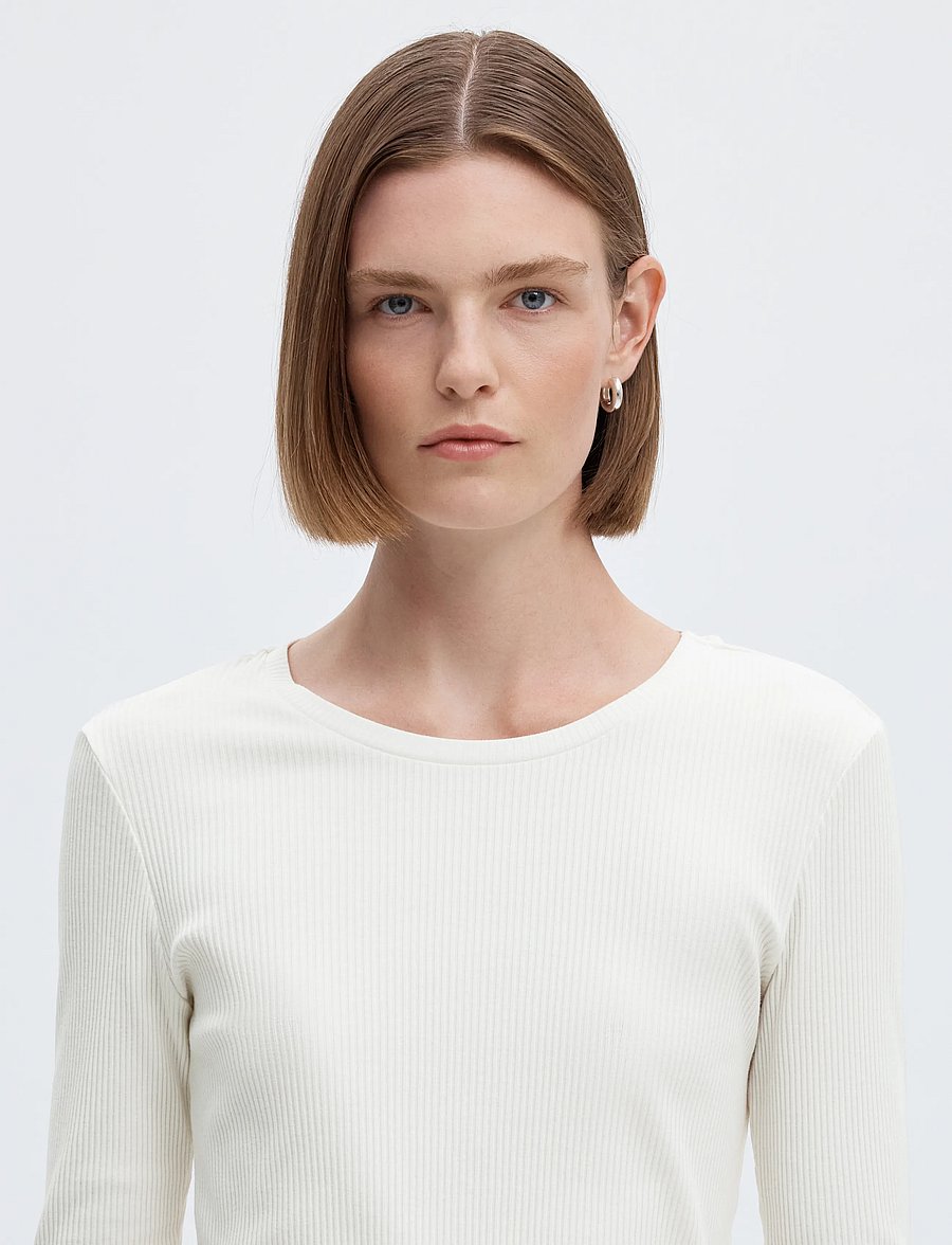 Selected - SLWANNA LS CREW NECK TEE S NOOS - langärmlige tops - snow white - 5