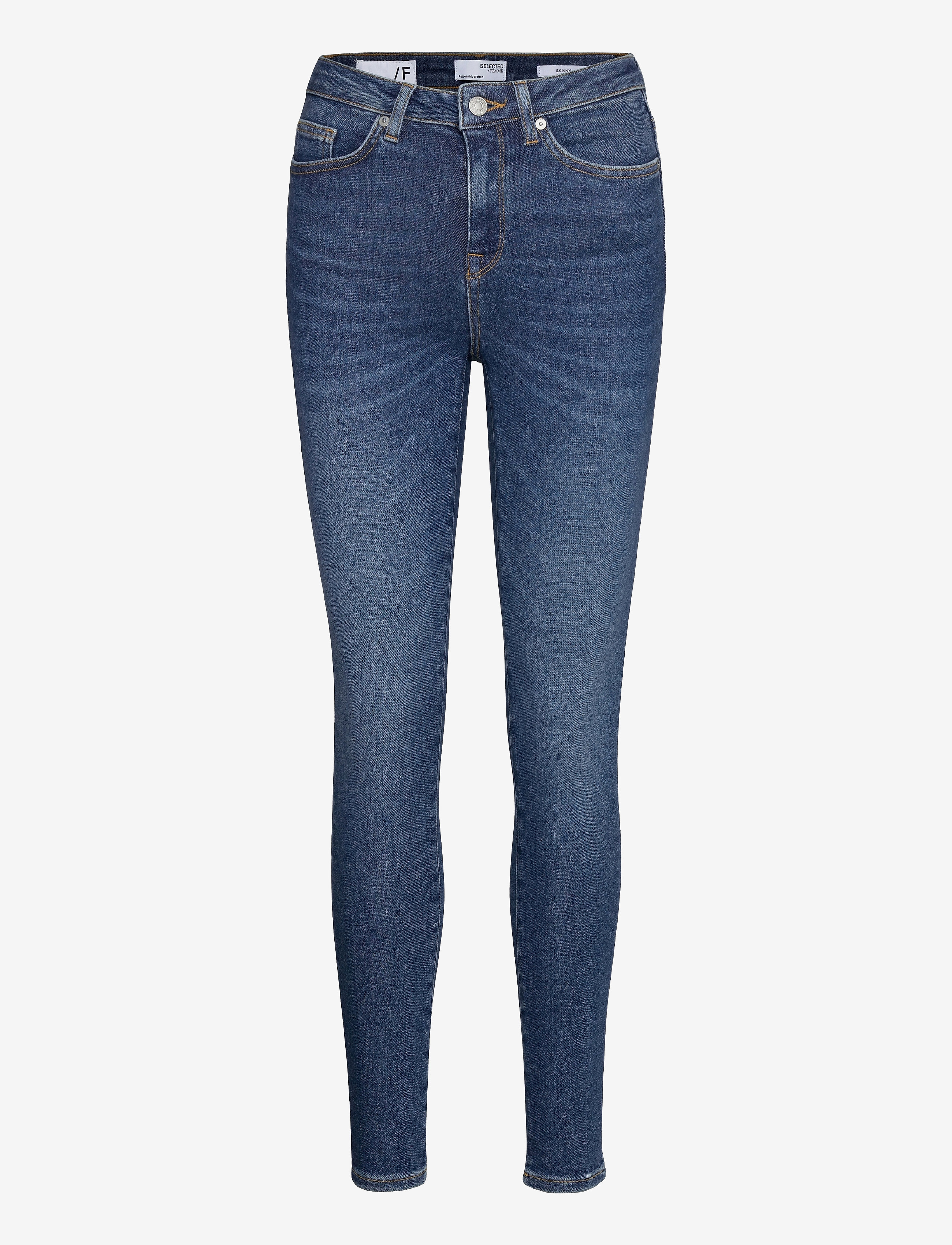 Selected SLFSOPHIA MW SKINNY DARK BLU JEAN U NOOS - Pillifarkut - DARK BLUE DENIM / blue