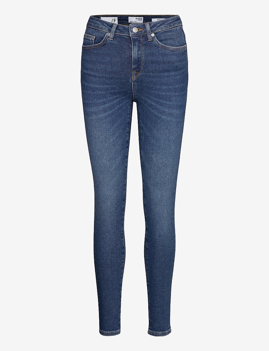 Selected - SLFSOPHIA MW SKINNY DARK BLU JEAN U NOOS - jeans skinny - dark blue denim - 1