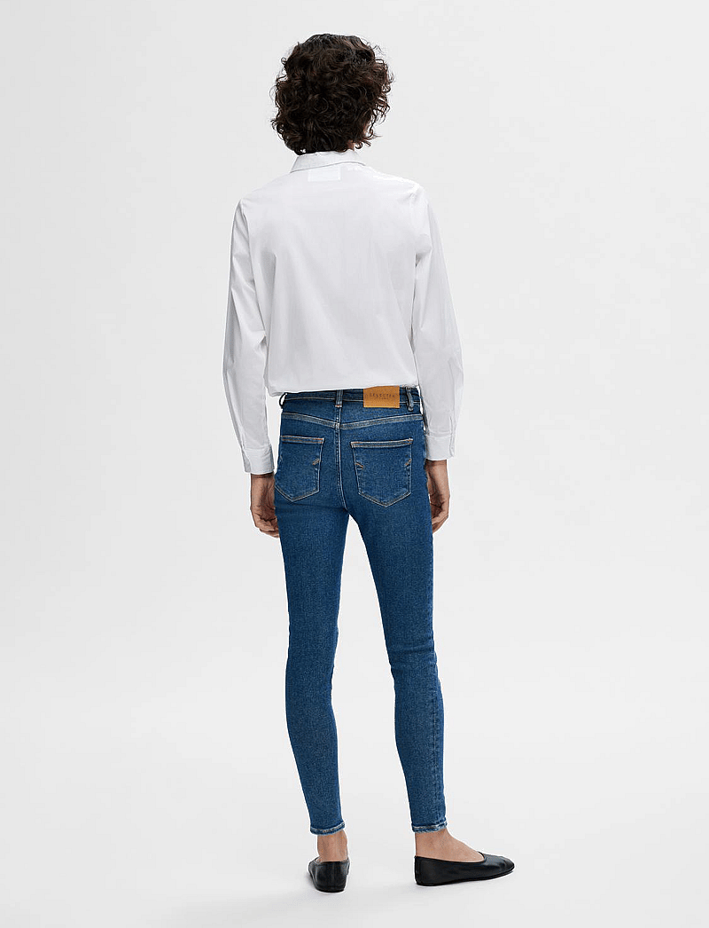 Selected - SLFSOPHIA MW SKINNY DARK BLU JEAN U NOOS - skinny jeans - dark blue denim - 3