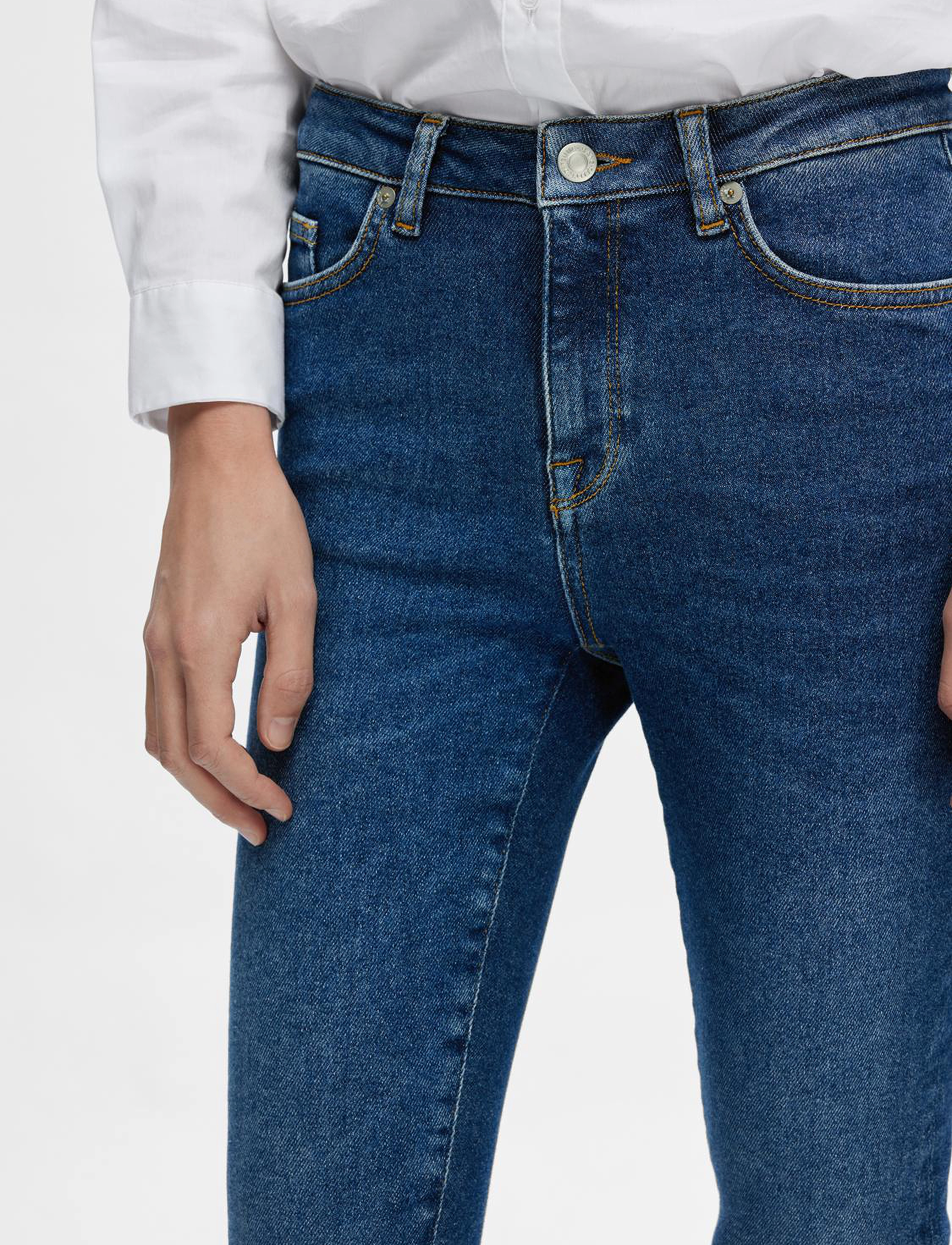 Selected - SLFSOPHIA MW SKINNY DARK BLU JEAN U NOOS - jeans skinny - dark blue denim - 4