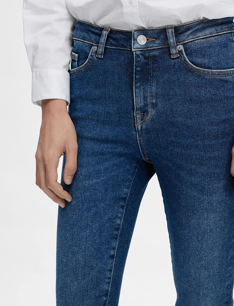 Selected - SLFSOPHIA MW SKINNY DARK BLU JEAN U NOOS - jeans skinny - dark blue denim - 4