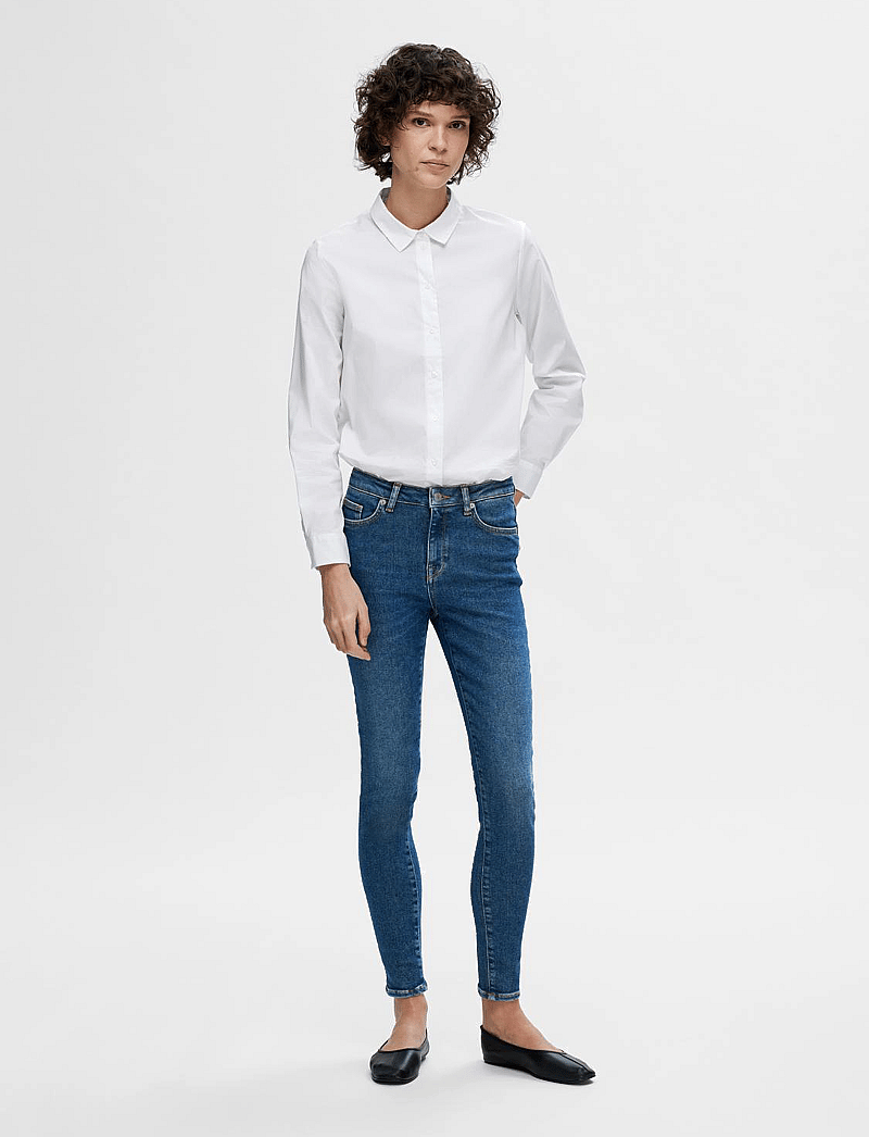 Selected - SLFSOPHIA MW SKINNY DARK BLU JEAN U NOOS - skinny jeans - dark blue denim - 5