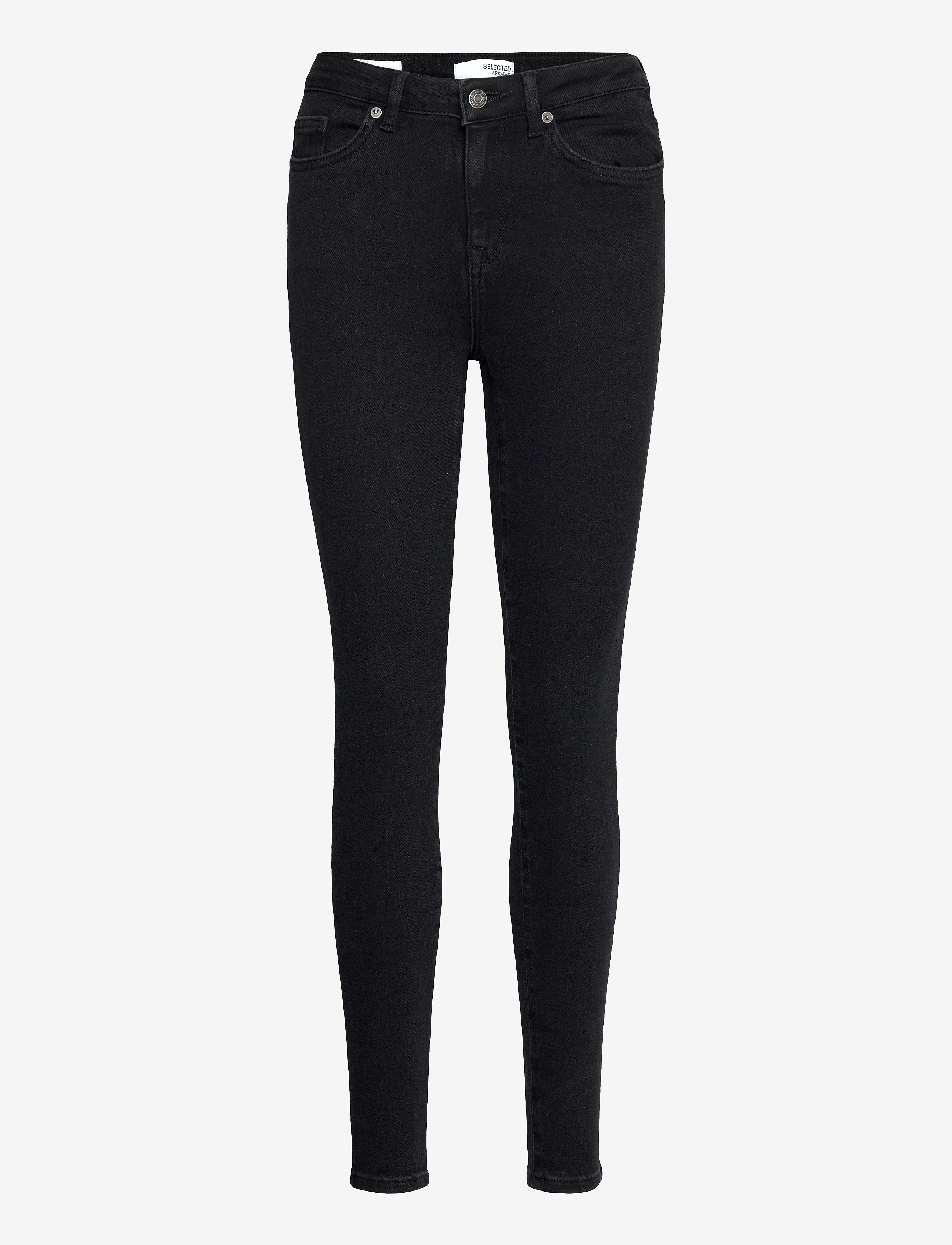 Selected SLFSOPHIA MW SKINNY  BLACK JEANS U NOOS - Jeans - BLACK DENIM / black