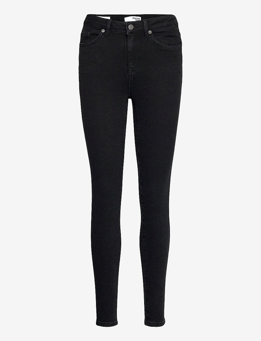 Selected - SLFSOPHIA MW SKINNY BLACK JEANS U NOOS - jeans skinny - black denim - 1