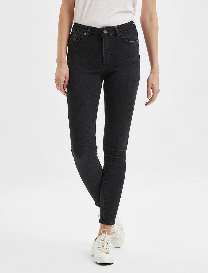 Selected - SLFSOPHIA MW SKINNY BLACK JEANS U NOOS - skinny jeans - black denim - 0